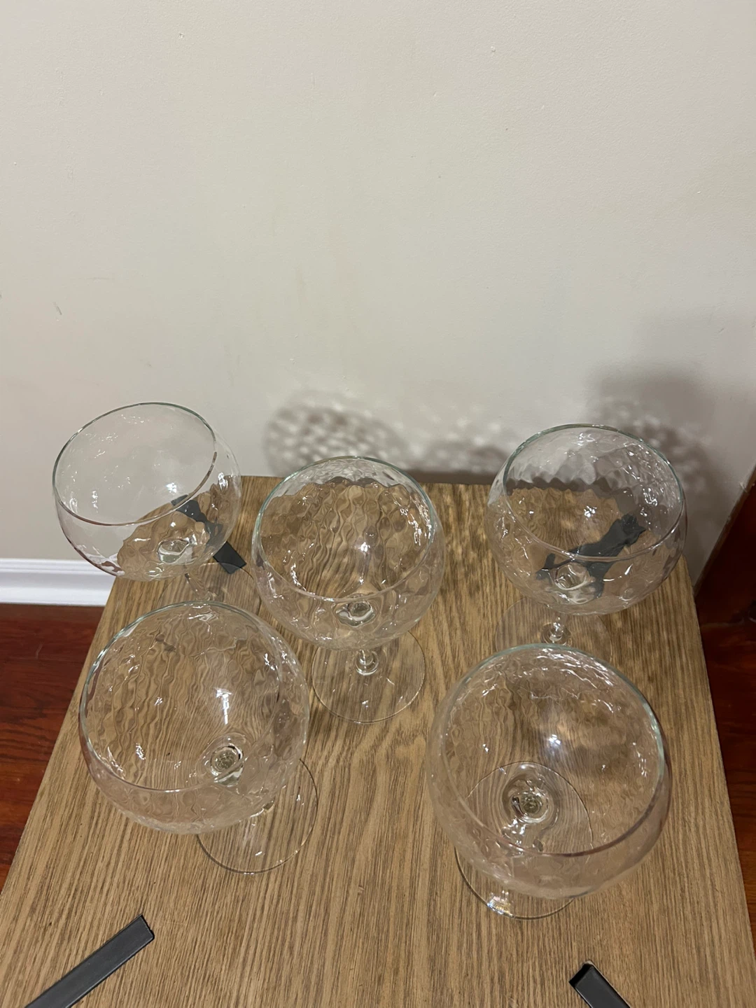 Set of 5 Clear Stemmed Wine Glasses