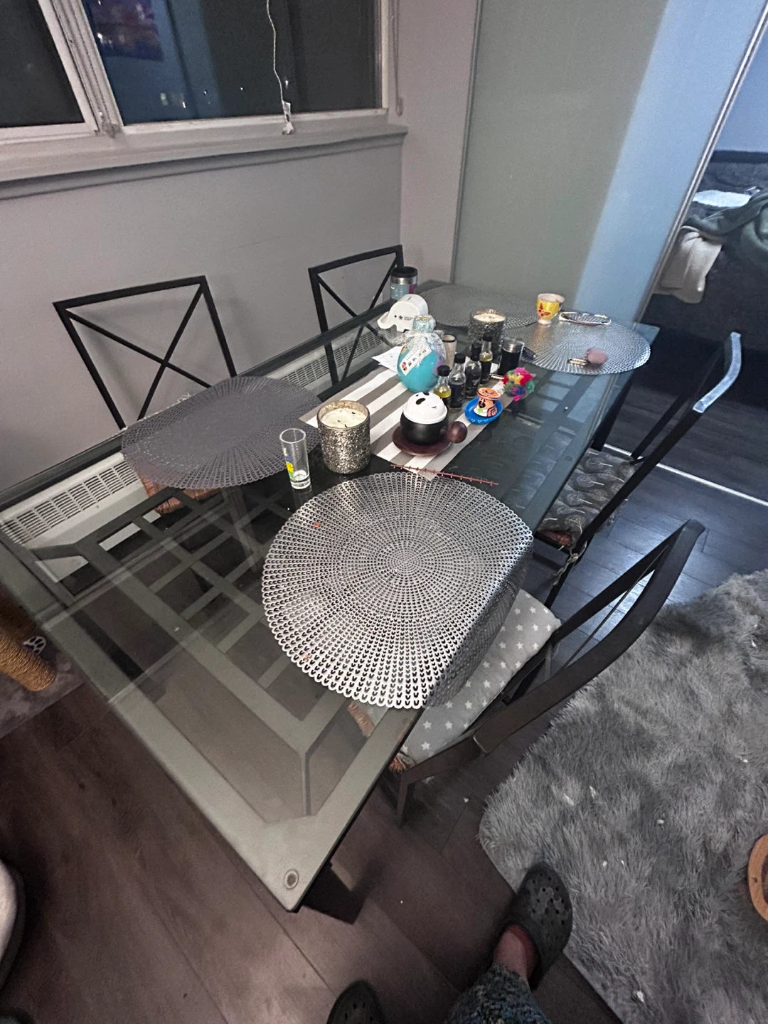 Glass Top Dining Table with Chairs