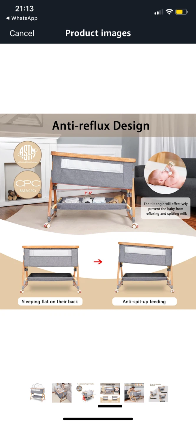 Baby Bedside Bassinet - Adjustable Height - photo 4