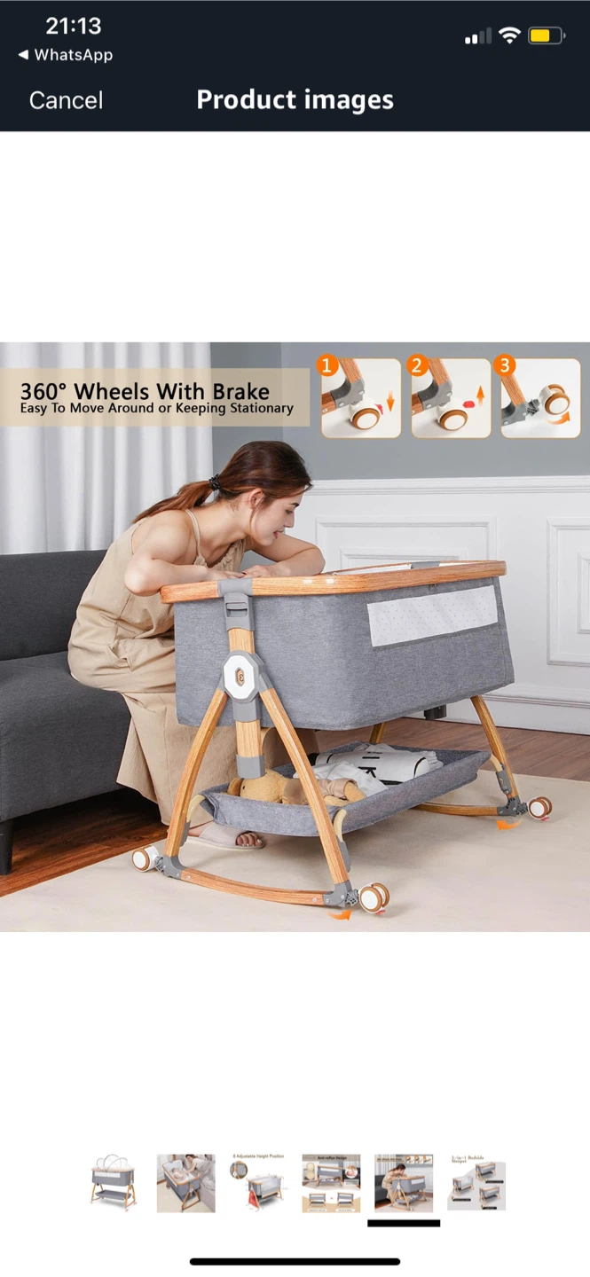 Baby Bedside Bassinet - Adjustable Height - photo 5
