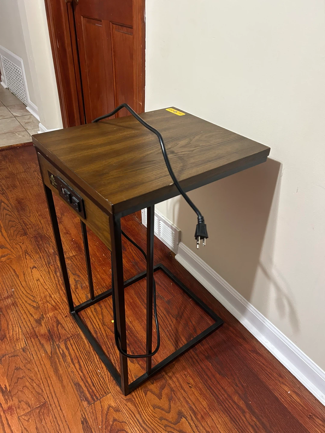 Wood & Metal End Table with USB Ports