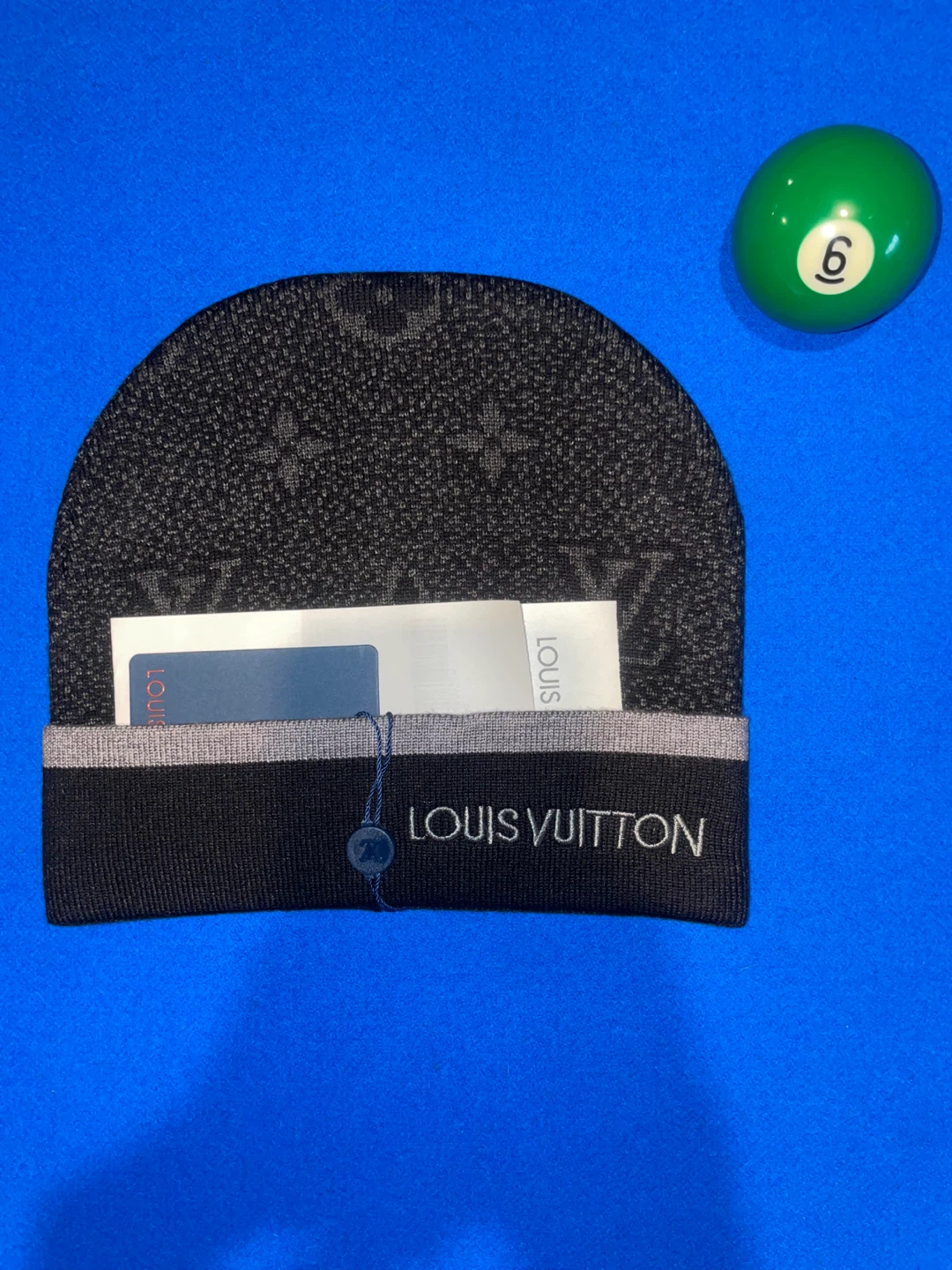 Black and Grey Beanie with Purchase Receipt