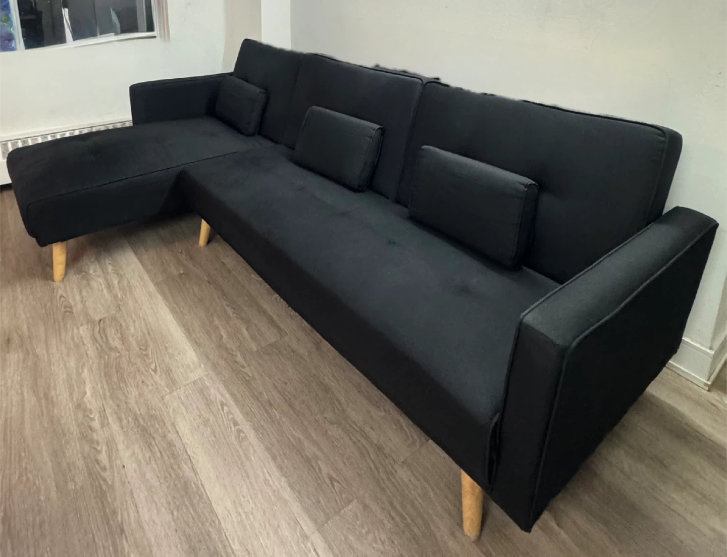 Black Sectional Sofa with Chaise Lounge - photo 2
