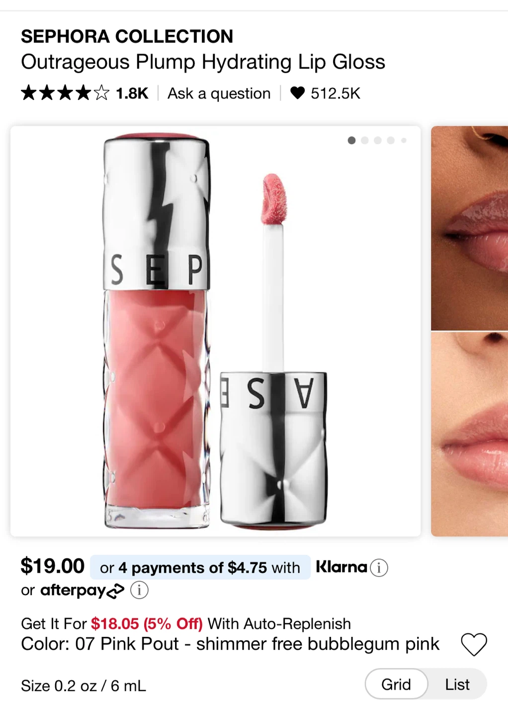 Sephora Outrageous Plump Hydrating Lip Gloss - Pink