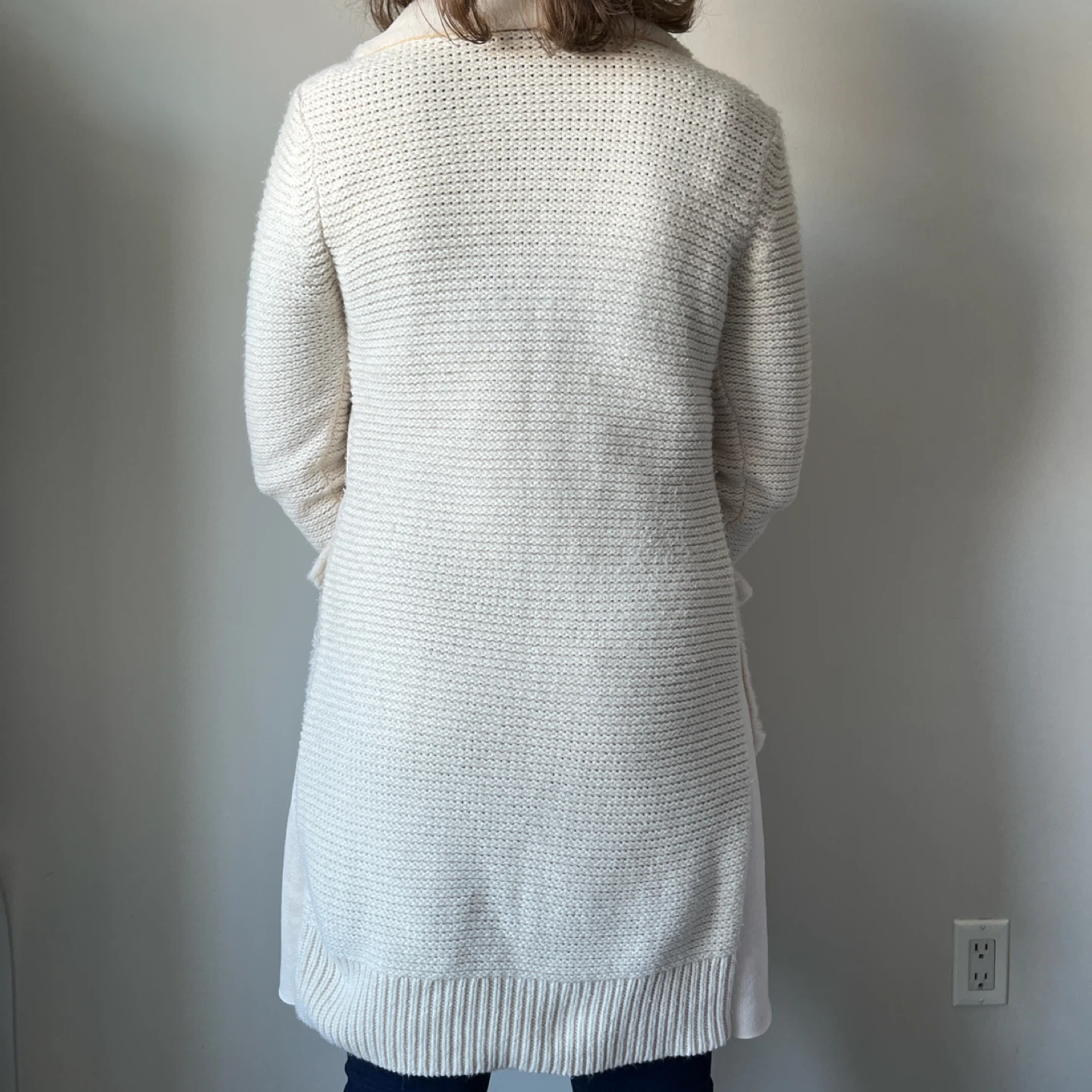 Oversize Knit Cardigan with Faux Fur Collar - Size S - photo 3