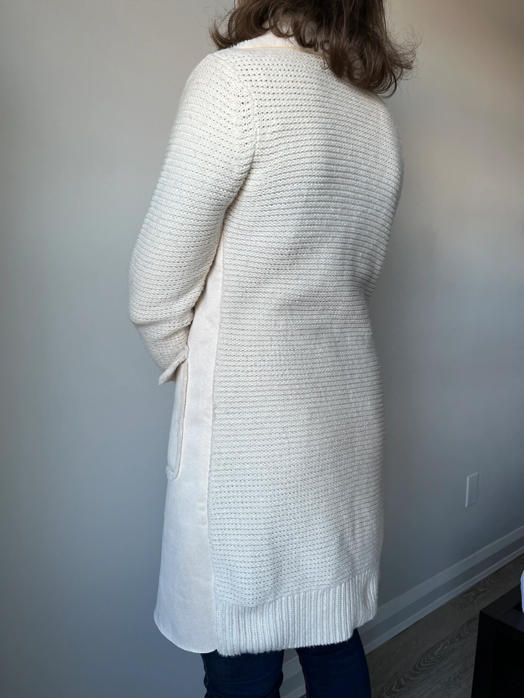 Oversize Knit Cardigan with Faux Fur Collar - Size S - photo 5