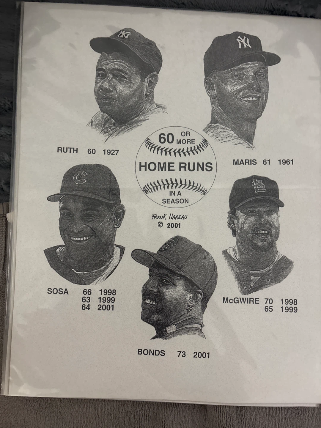 Baseball portrait drawing from Frank Nareau