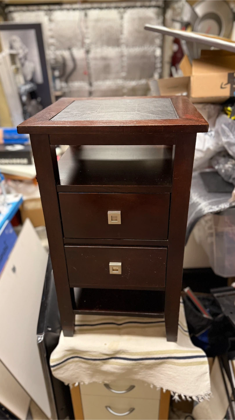 Brown Wood Side Table with Drawers - photo 2