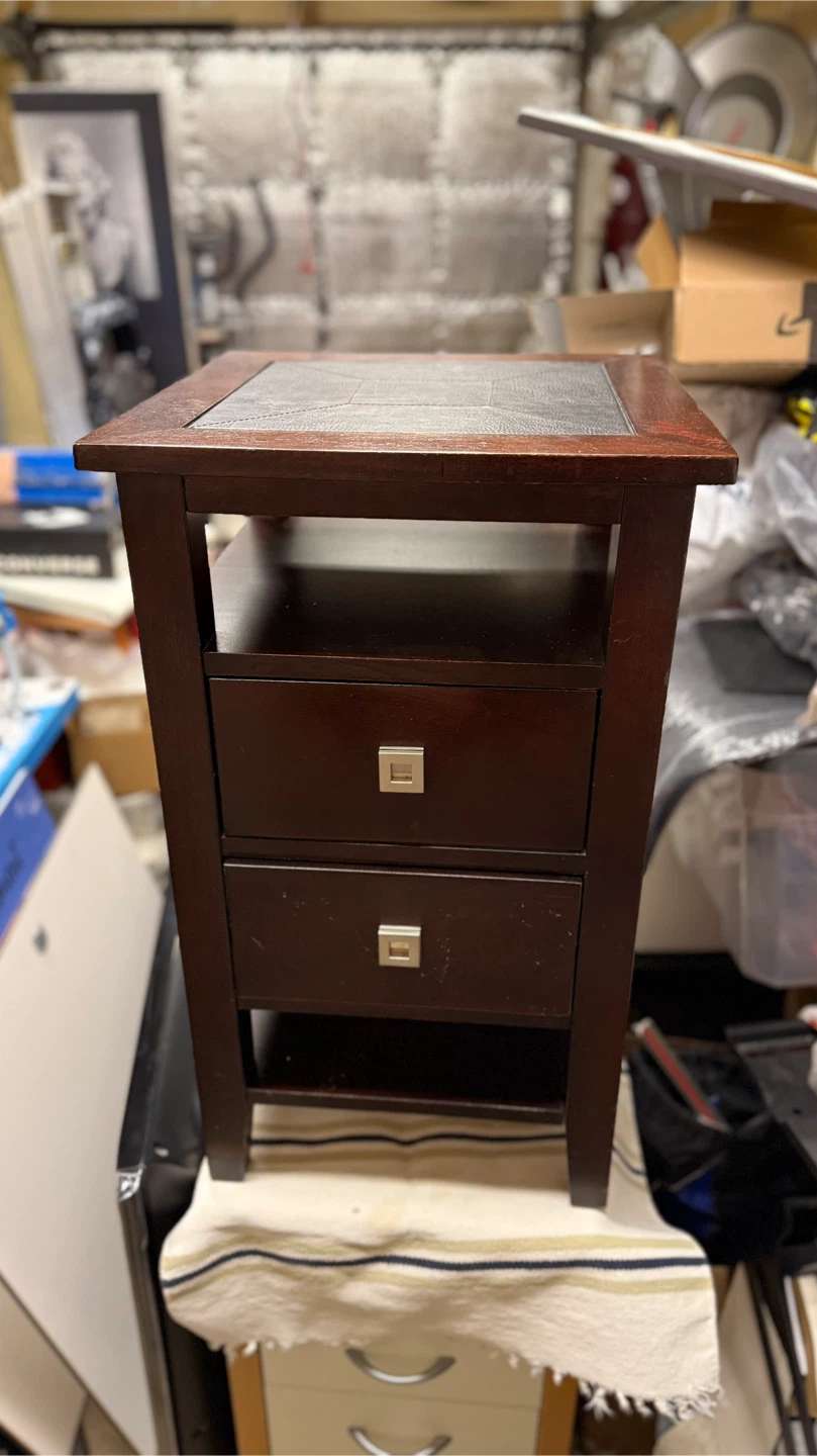 Brown Wood Side Table with Drawers - photo 3