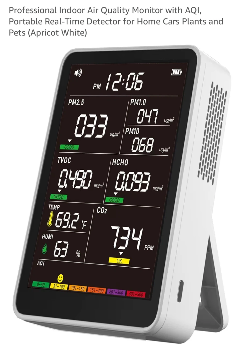 🧡AQI Air Quality Monitor - Apricot White