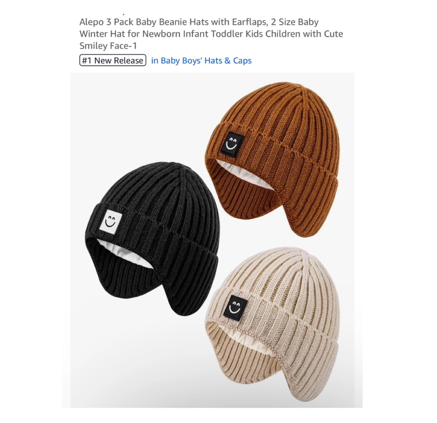 Brand new  3 Pack Baby Beanie Hats with Earflaps