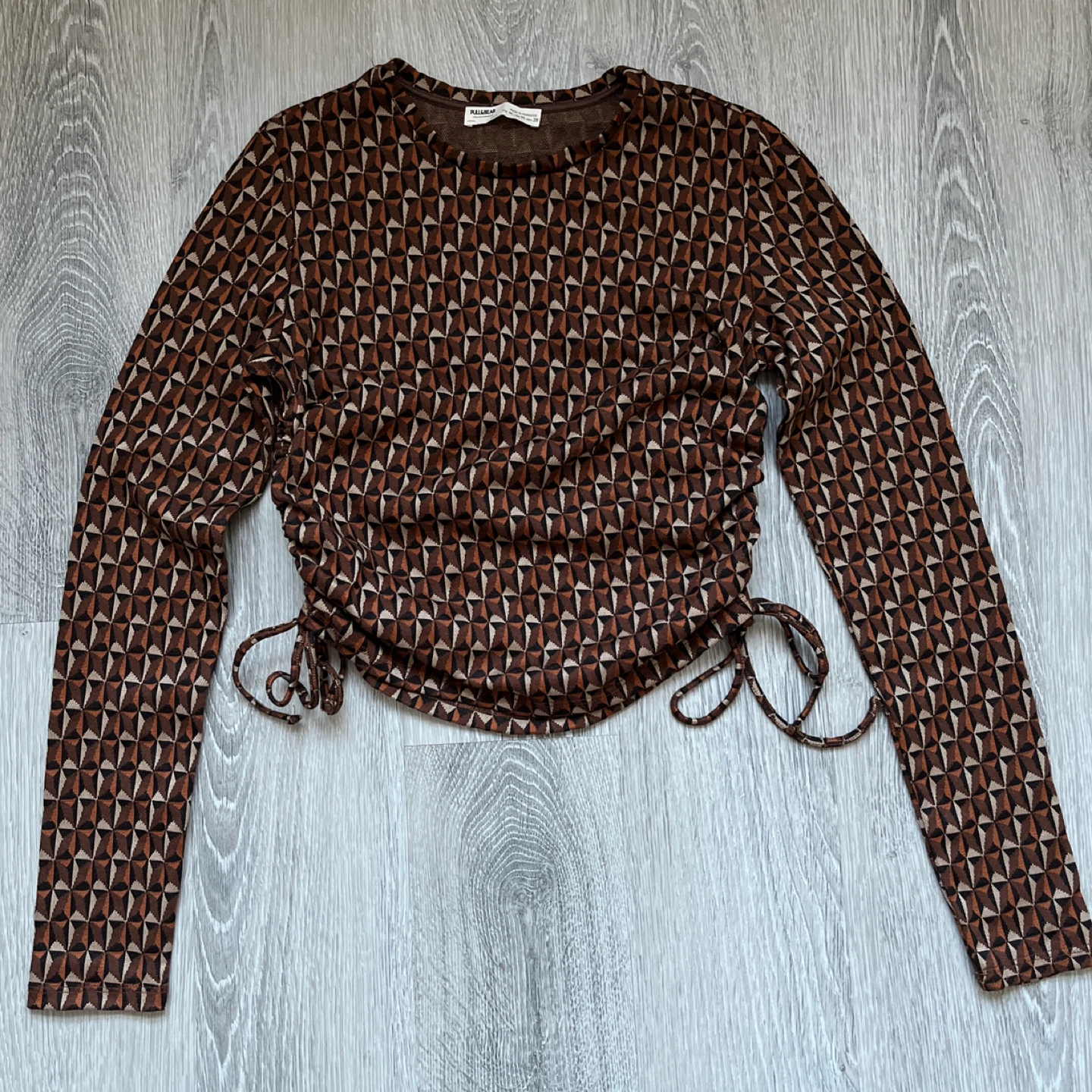 Pull&Bear Geometric Patterned Long Sleeve Top - Size M