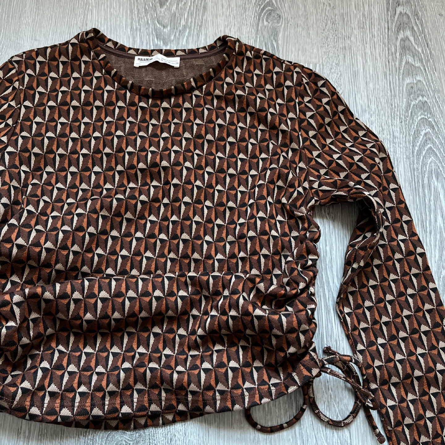 Pull&Bear Geometric Patterned Long Sleeve Top - Size M - photo 3