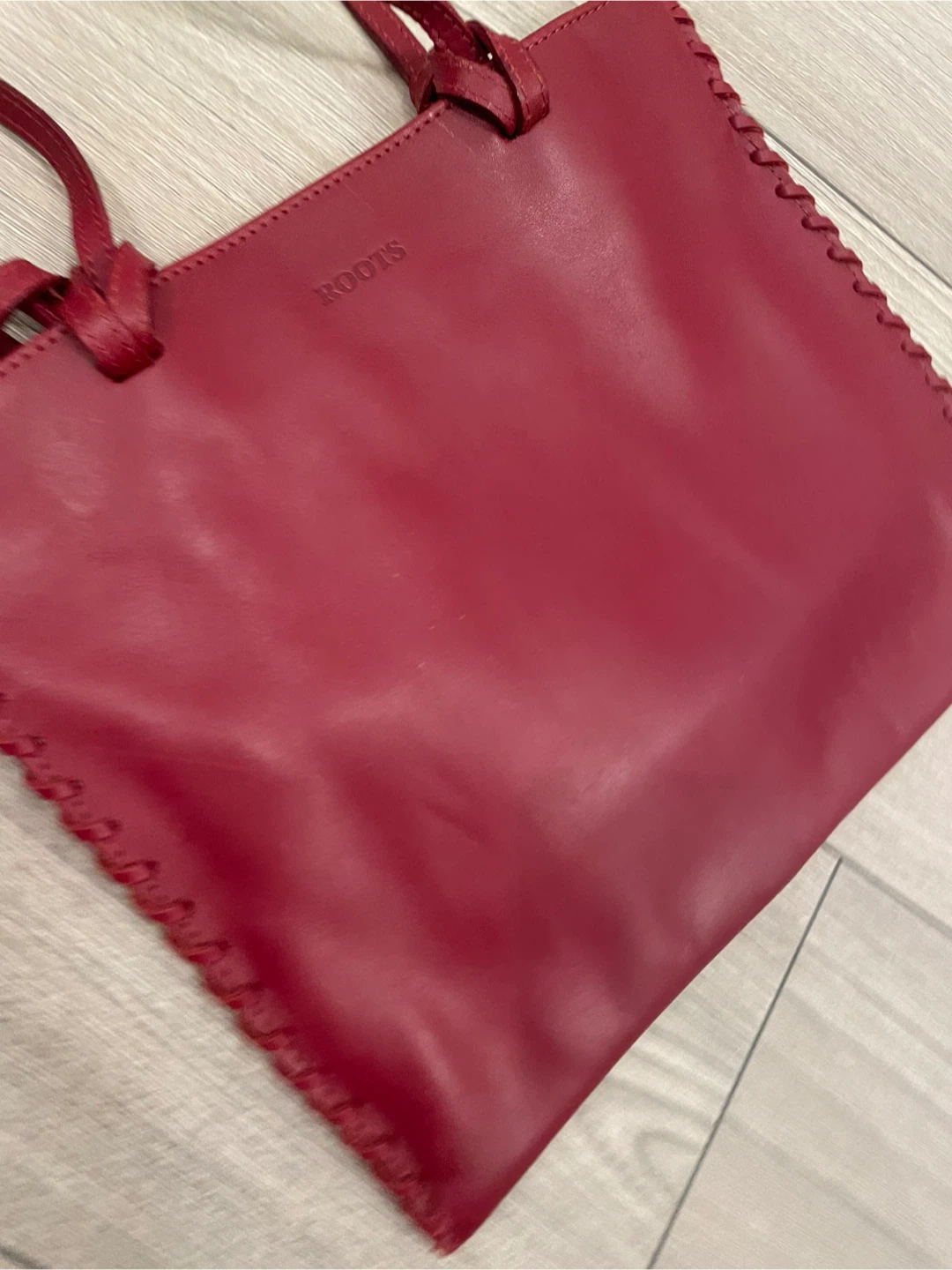 Roots Vintage Red Leather Tote Bag - photo 4