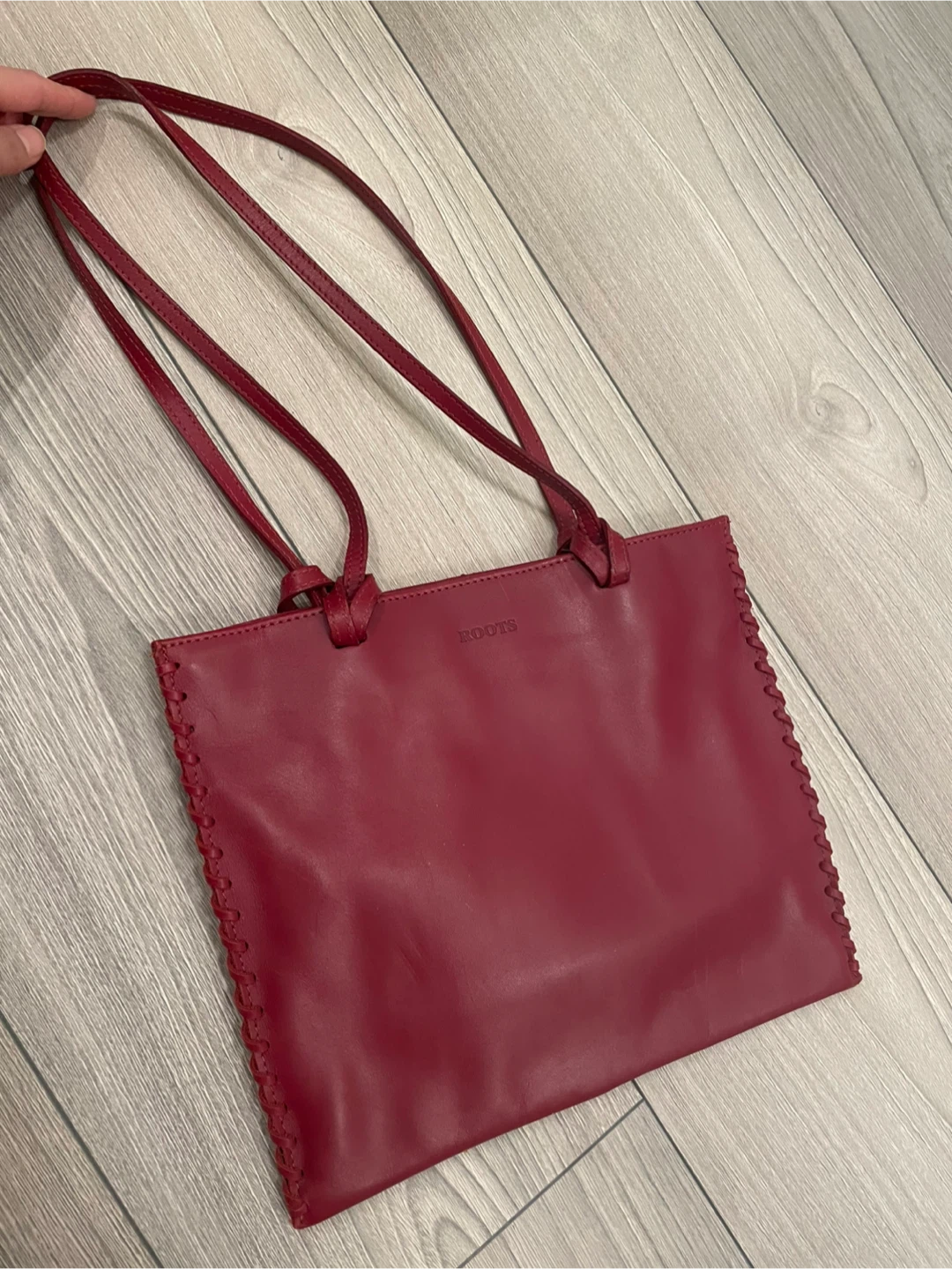 Roots Vintage Red Leather Tote Bag