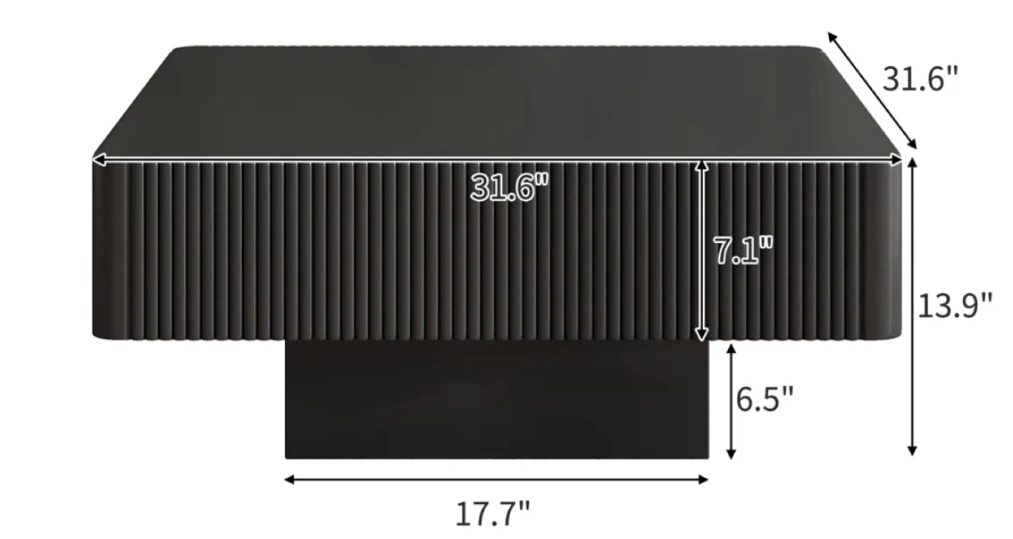 Black fluted Square Coffee Table - photo 2