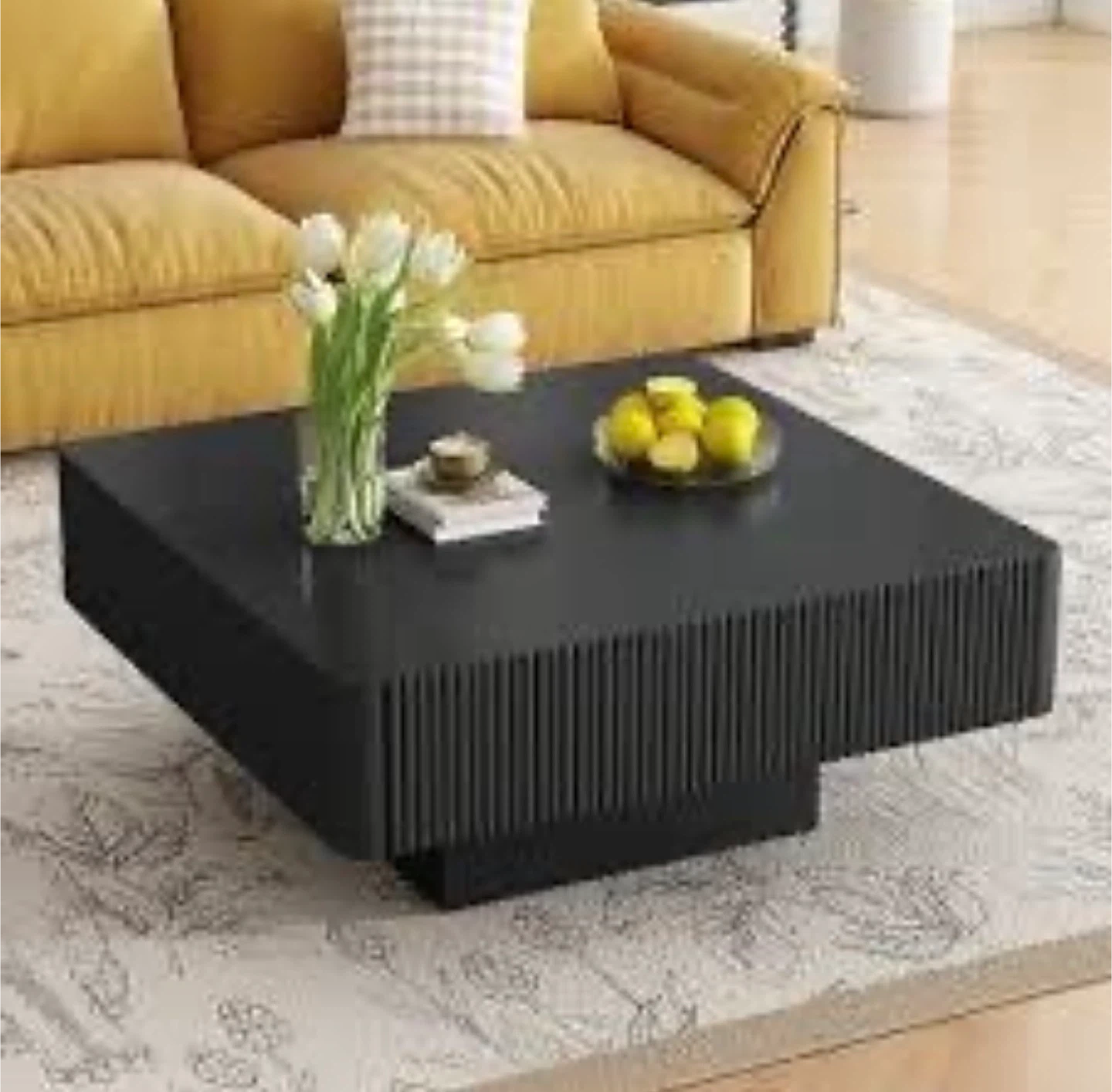 Black fluted Square Coffee Table