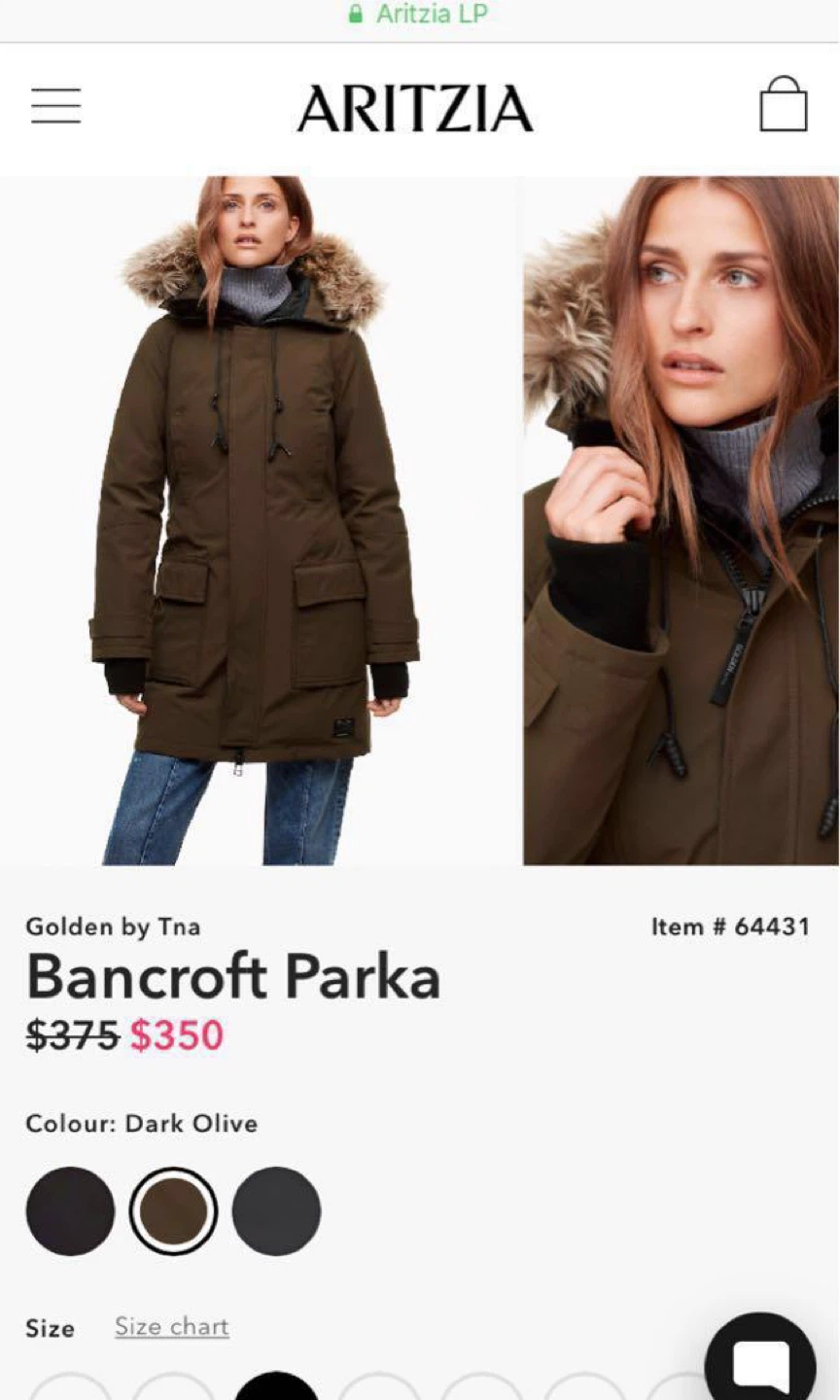 Aritzia Bancroft Parka - Dark Olive - photo 4
