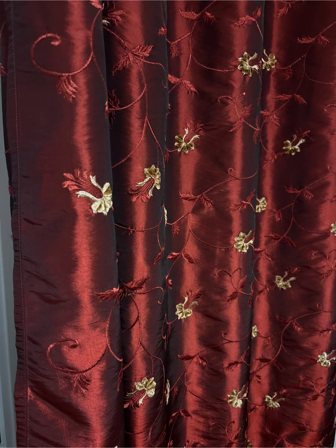 Burgundy Embroidered Curtain Panels 57”x92” - 2 panels - photo 2