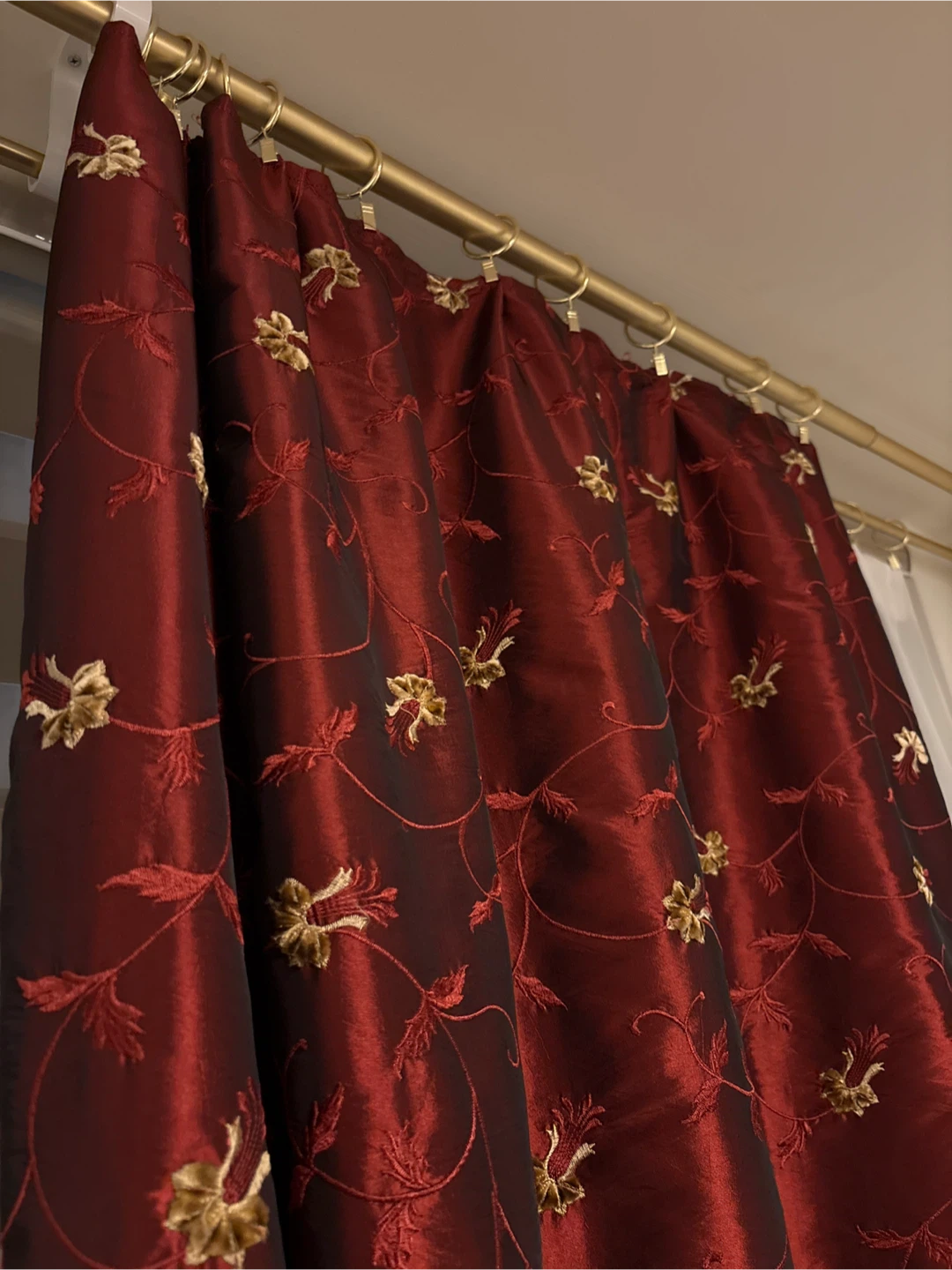 Burgundy Embroidered Curtain Panels 57”x92” - 2 panels - photo 4