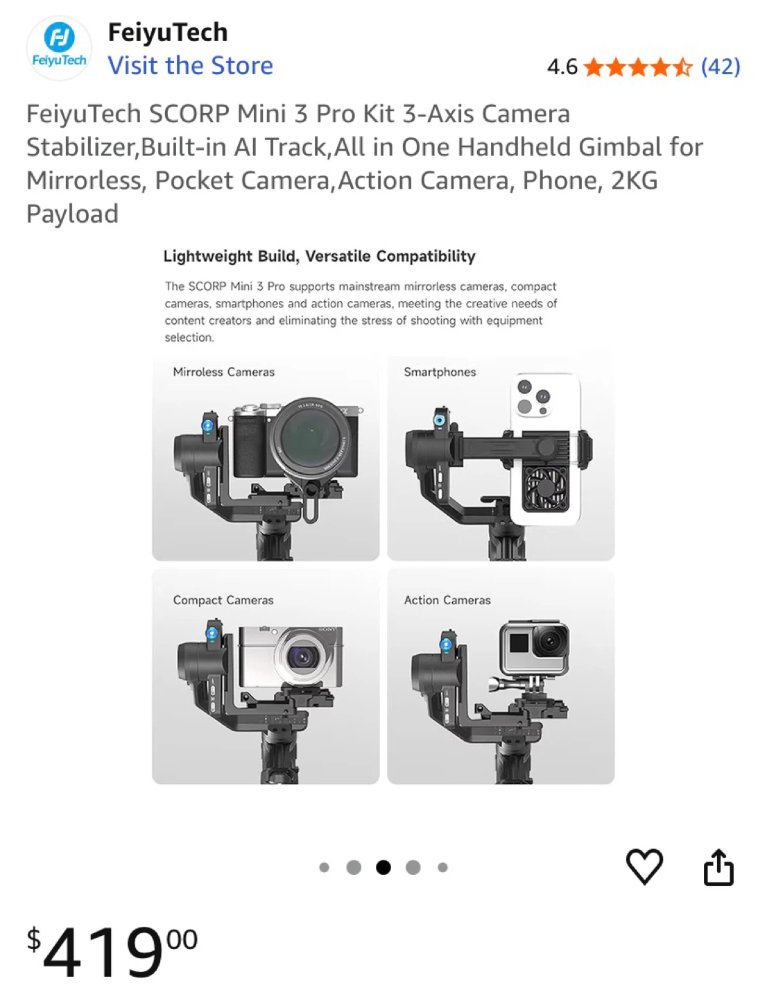 FeiyuTech SCORP Mini 3 Pro Gimbal Stabilizer - photo 5
