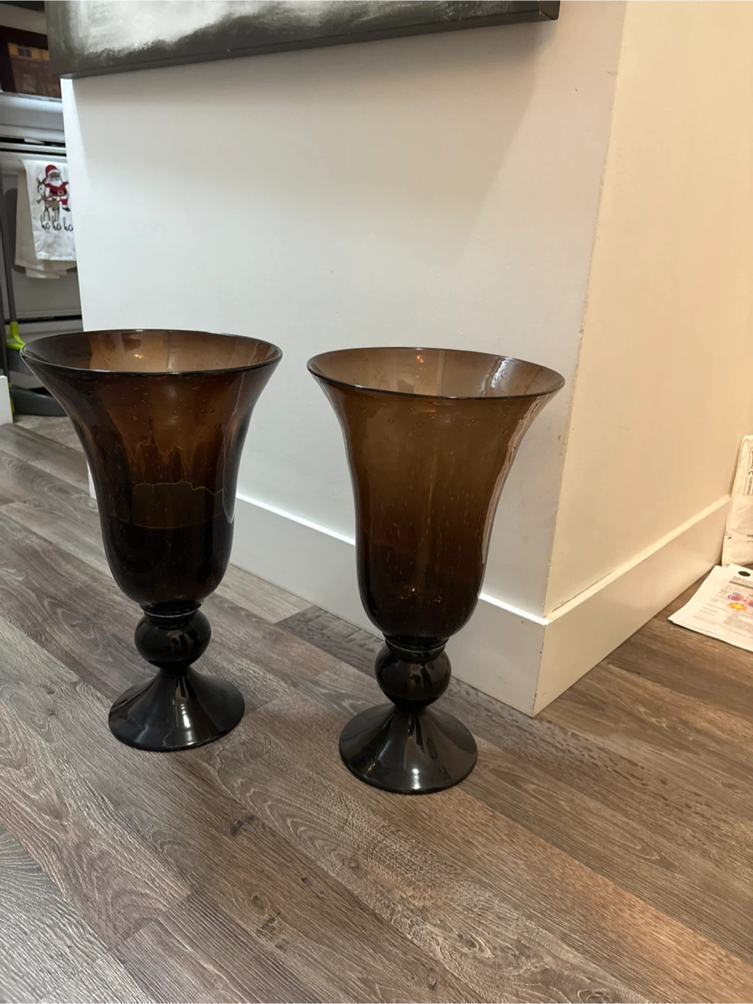 Pair of Decorative Brown Glass Vases
