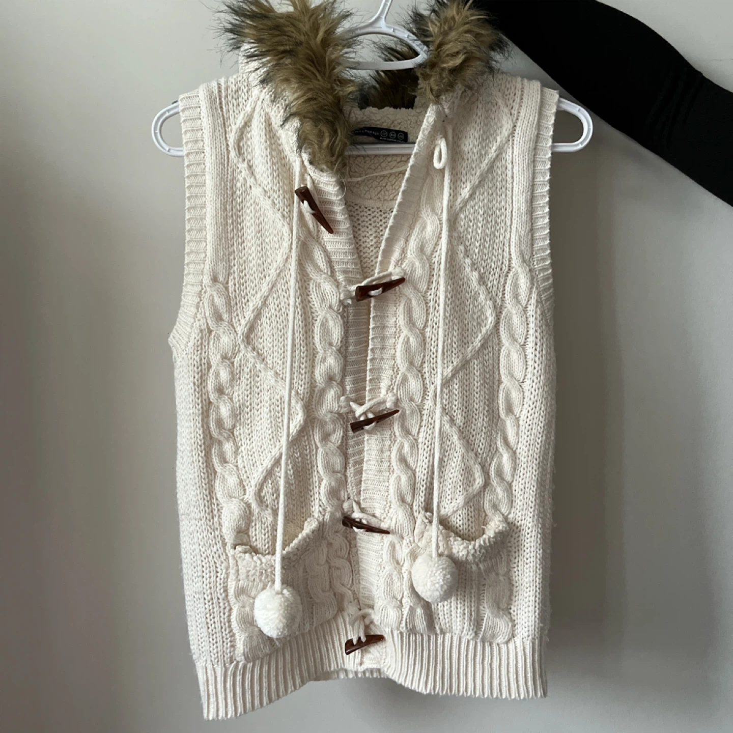 Primark Knit Vest with Faux Fur Trim - Size M