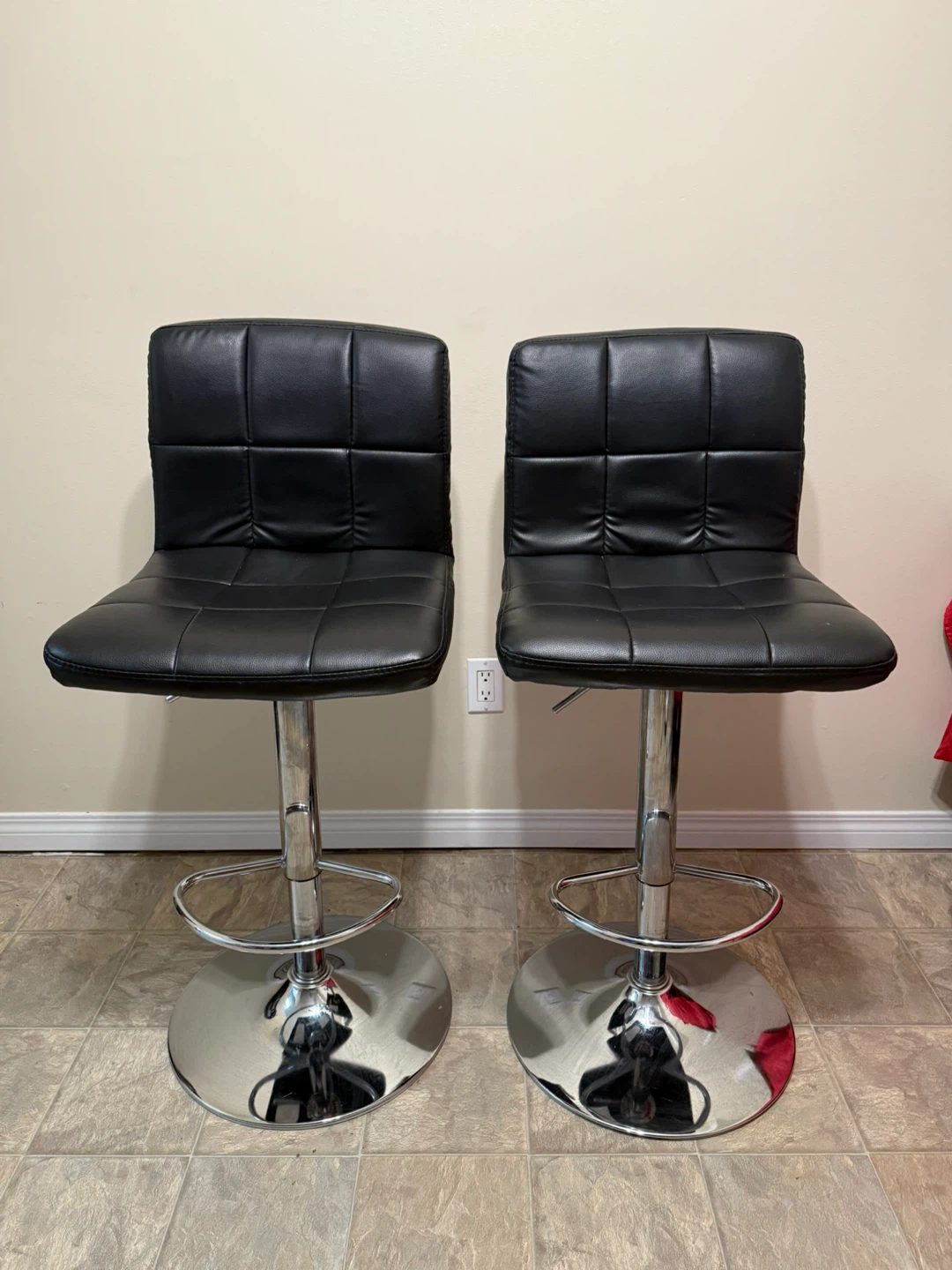 Set of 2 Black Adjustable Bar Stools