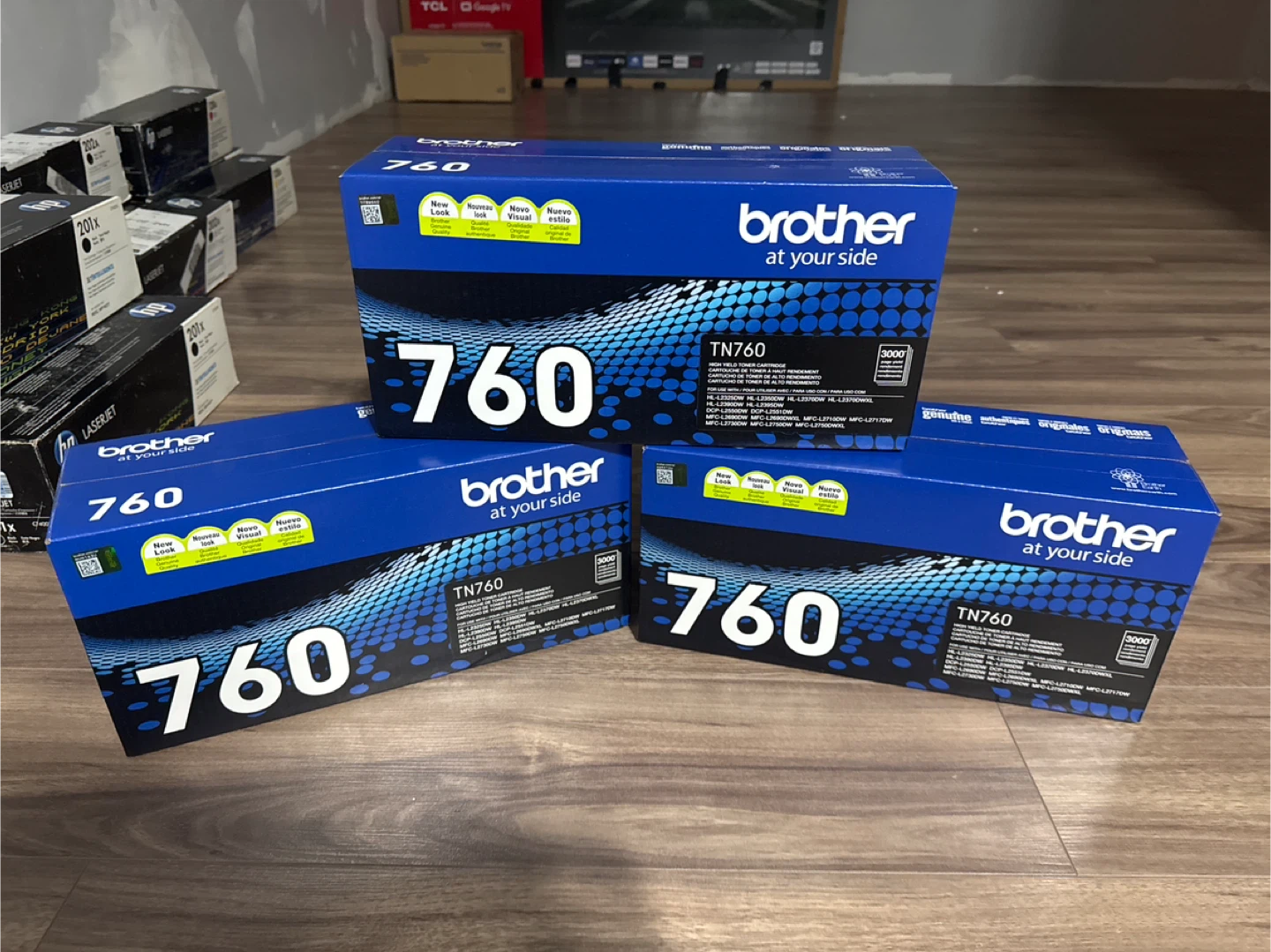 3 Brother TN760 High Yield Toner Cartridge - NEW