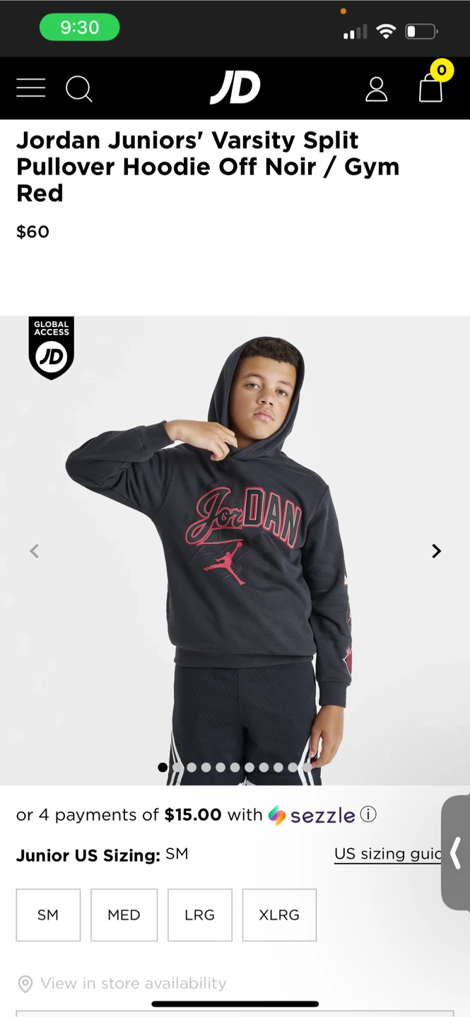 Jordan Juniors' Varsity Split Pullover Hoodie - Size M - photo 5
