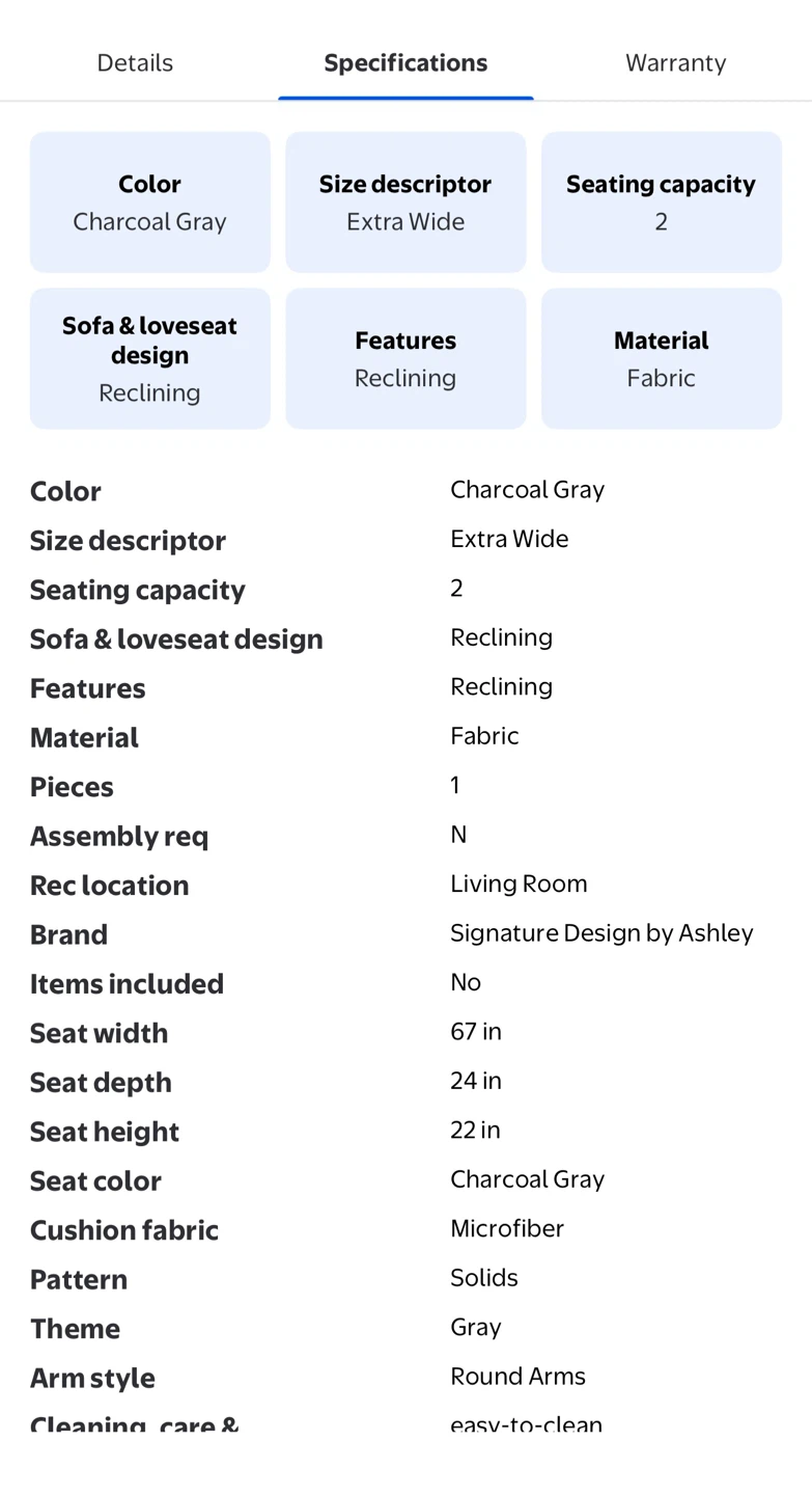 Gray Ashley Reclining Sofa - photo 5