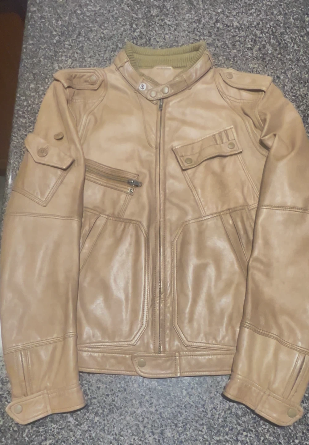 Diesel tan leather jacket