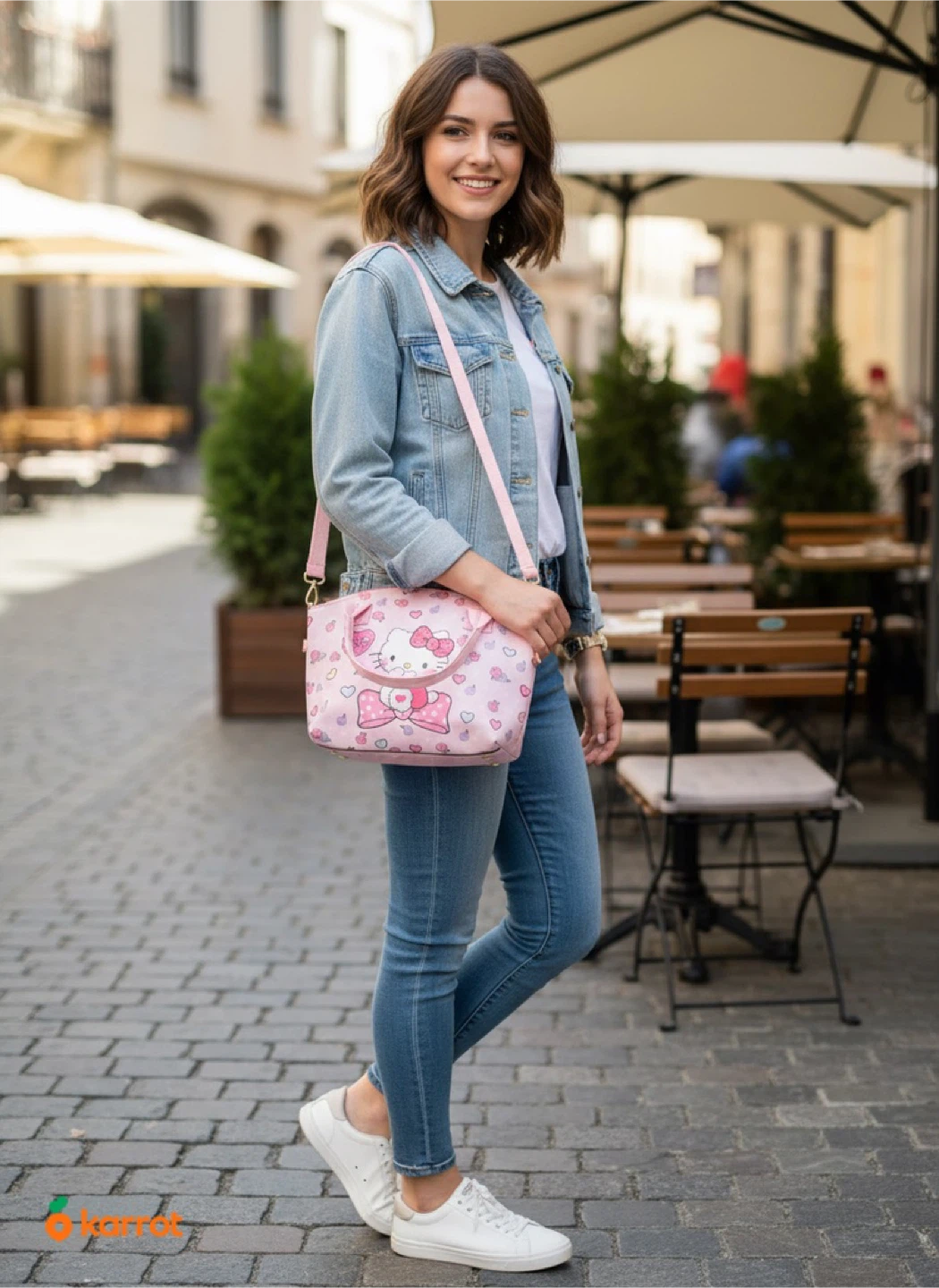 Hello Kitty Pink Handbag with Strap Size 10 inches