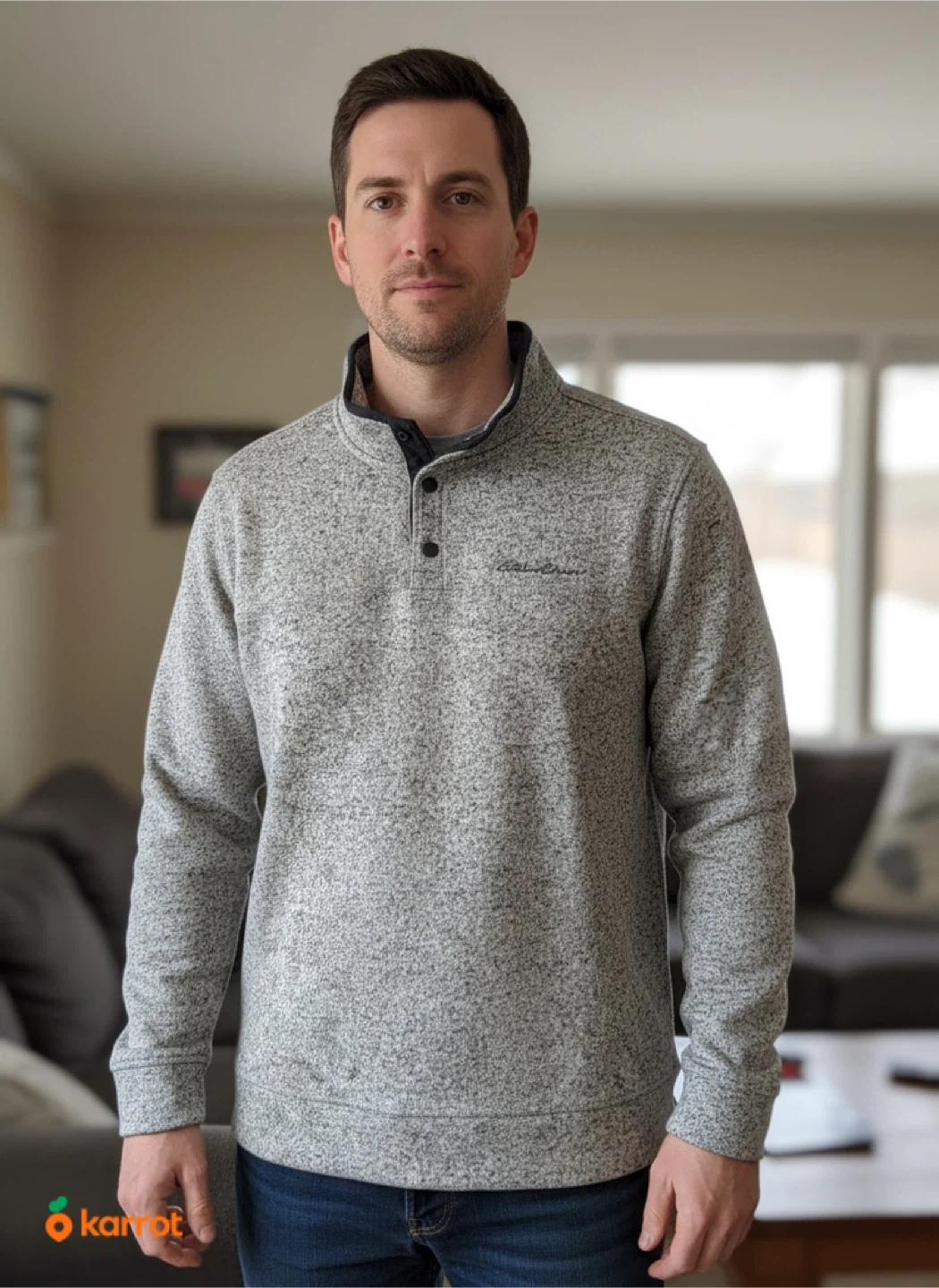 Eddie Bauer Grey Pullover - Men's L