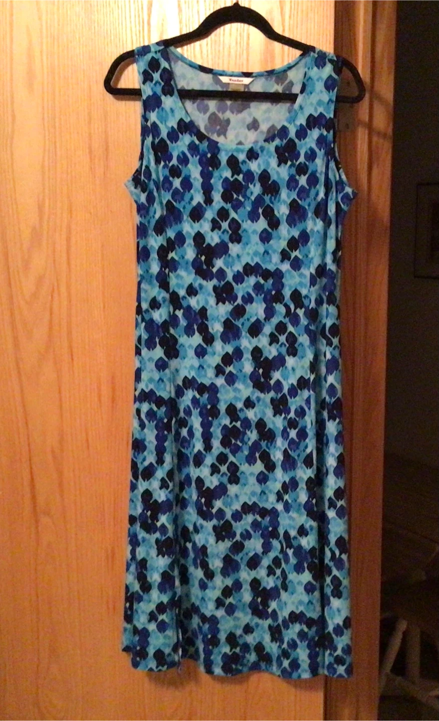 Dress Blue Patterned Sleeveless TanJay Size 12 - photo 4