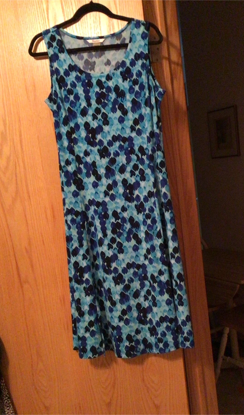 Dress Blue Patterned Sleeveless TanJay Size 12 - photo 5