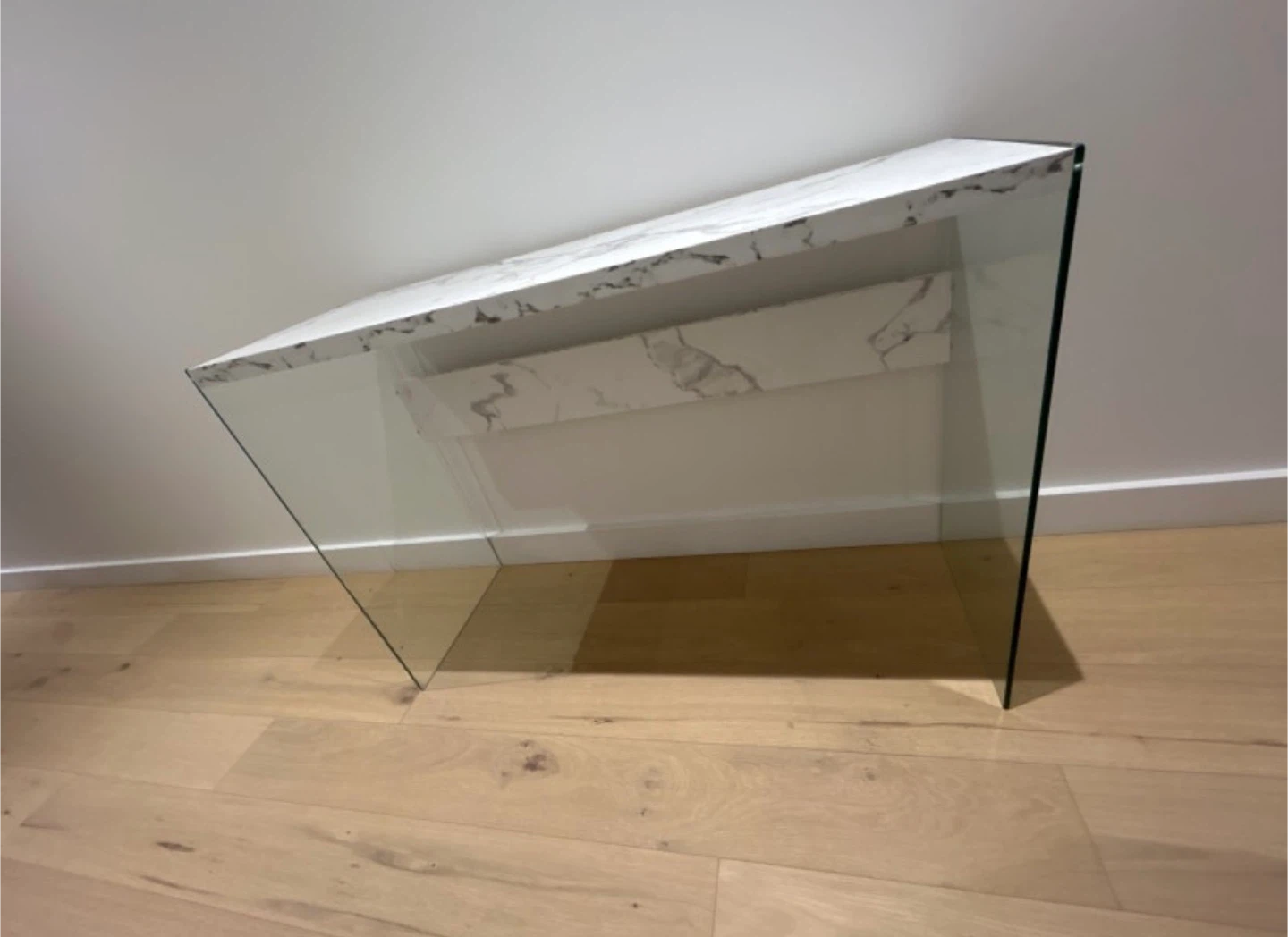Marble Top & Glass Console Table - photo 3