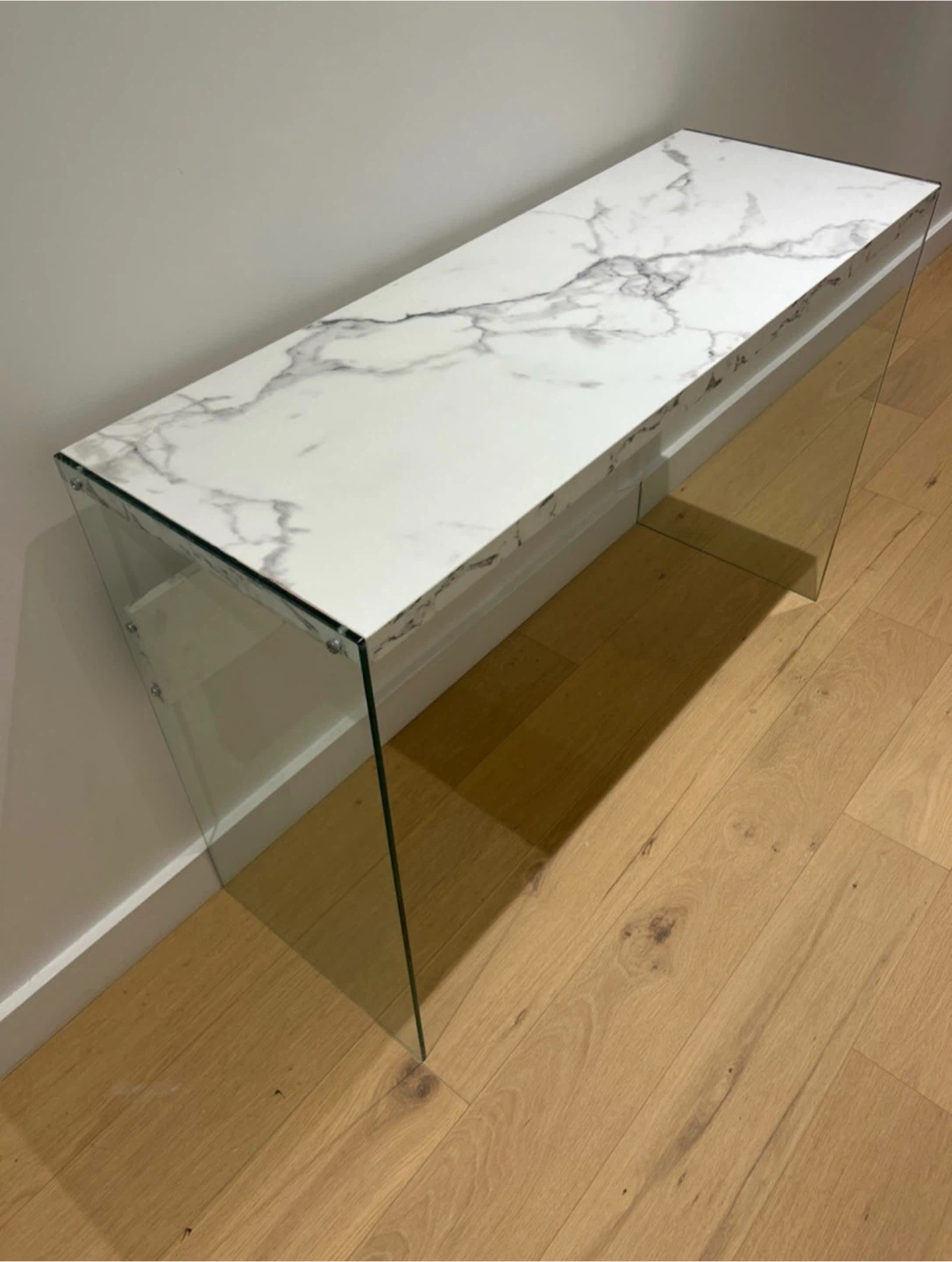 Marble Top & Glass Console Table - photo 2