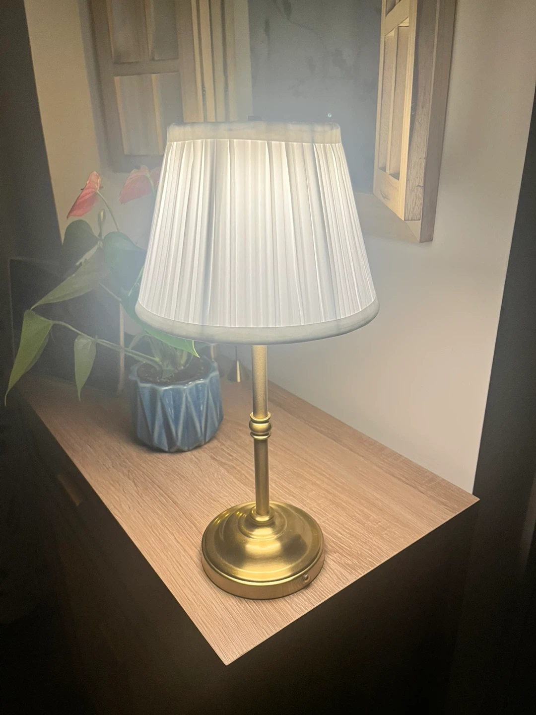 Table Lamp with White Pleated Shade