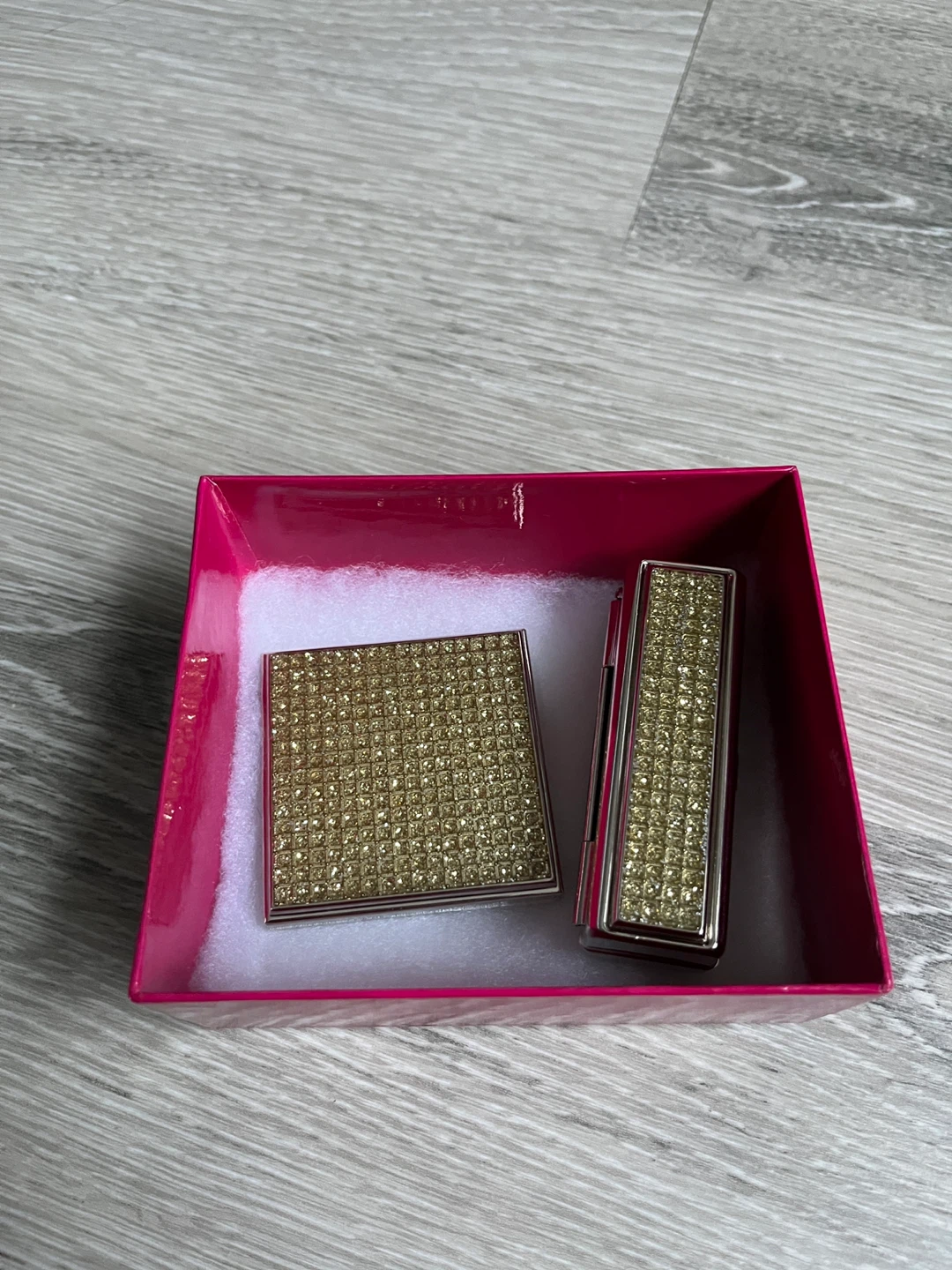 Holt Renfrew Rhinestone Compact Mirror and Lipstick Case - photo 2
