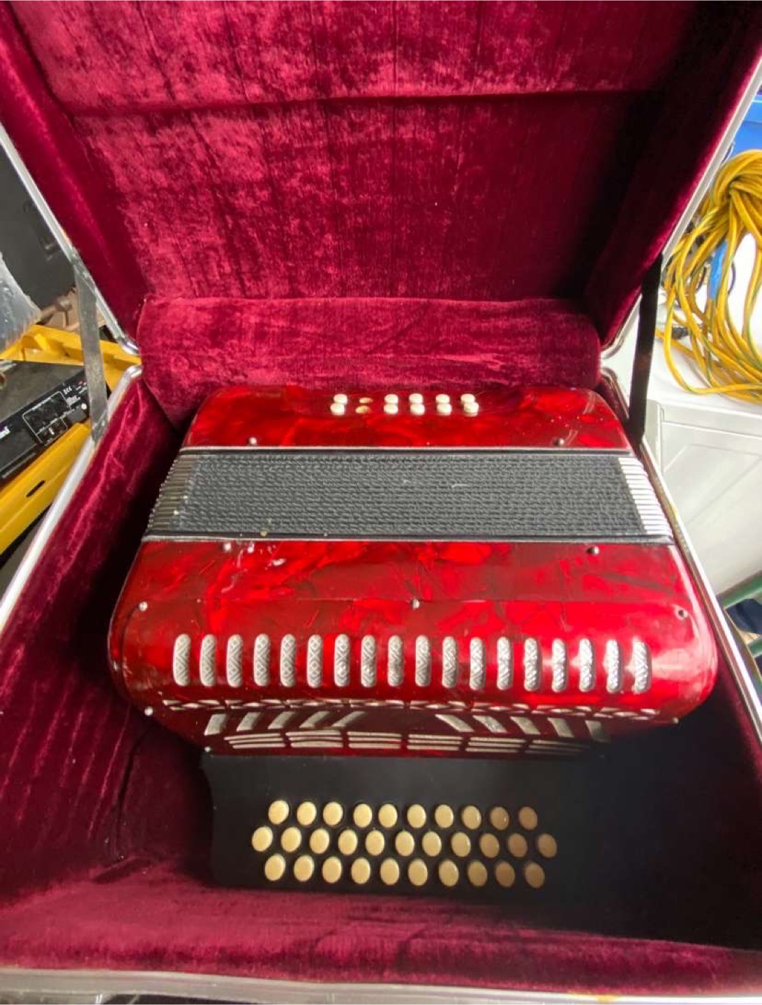 Red Accordion with Case - photo 3