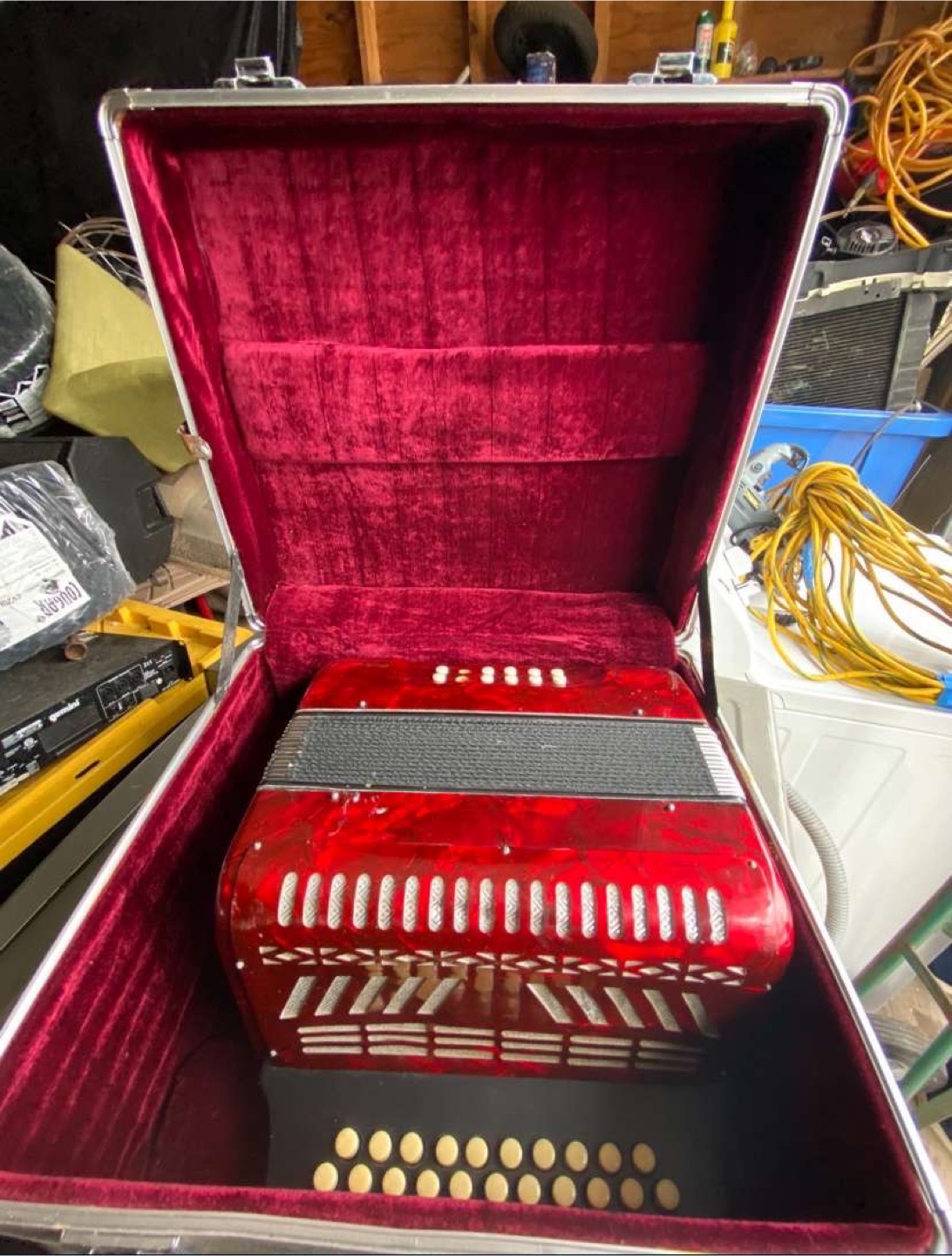 Red Accordion with Case - photo 4