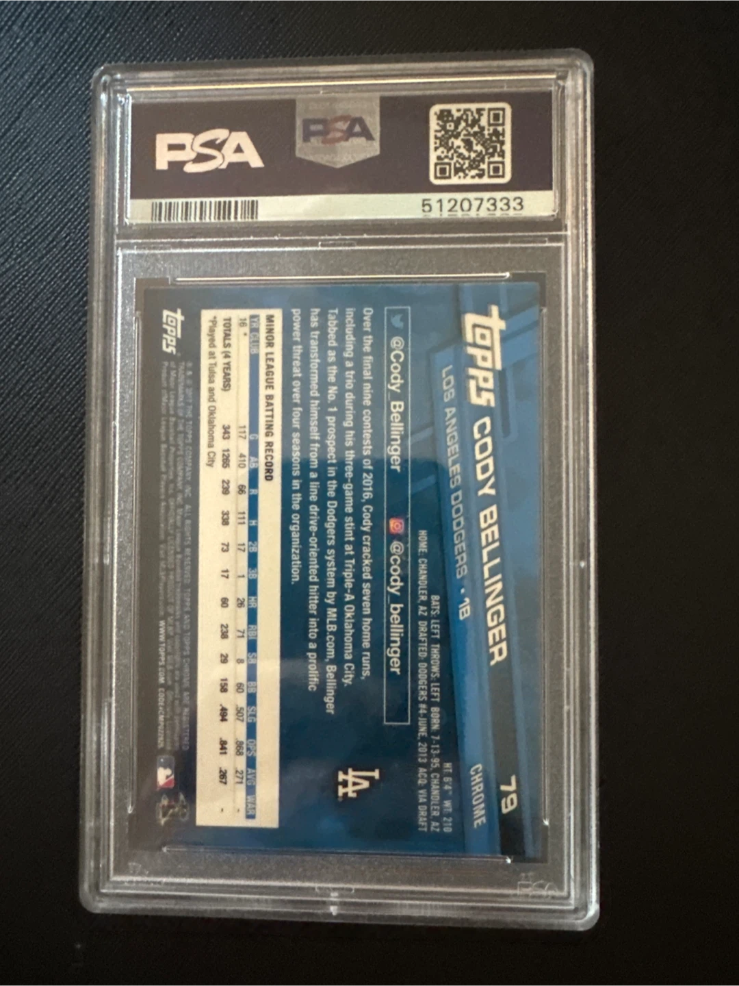 2017 Topps Chrome Cody Bellinger #79 PSA 9 Mint - photo 2