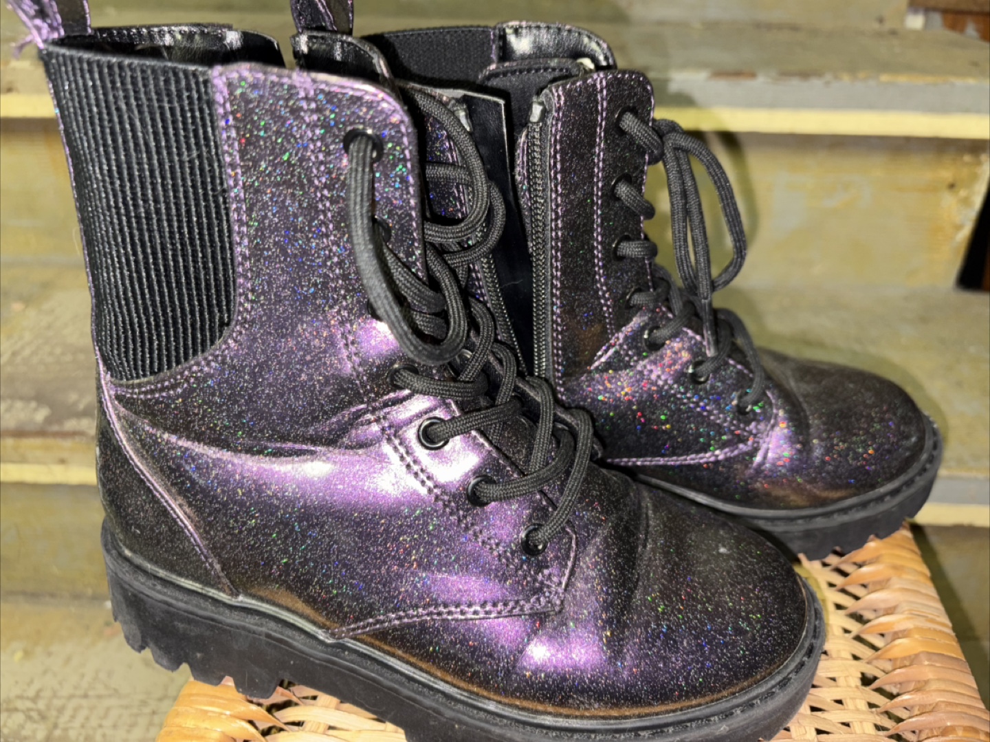 Cat & Jack Girls' Black Glitter Boots - photo 2