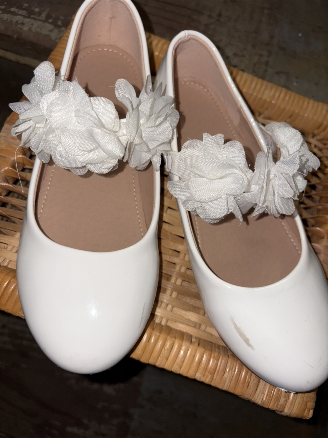 White Flower Girl Shoes -Size 1