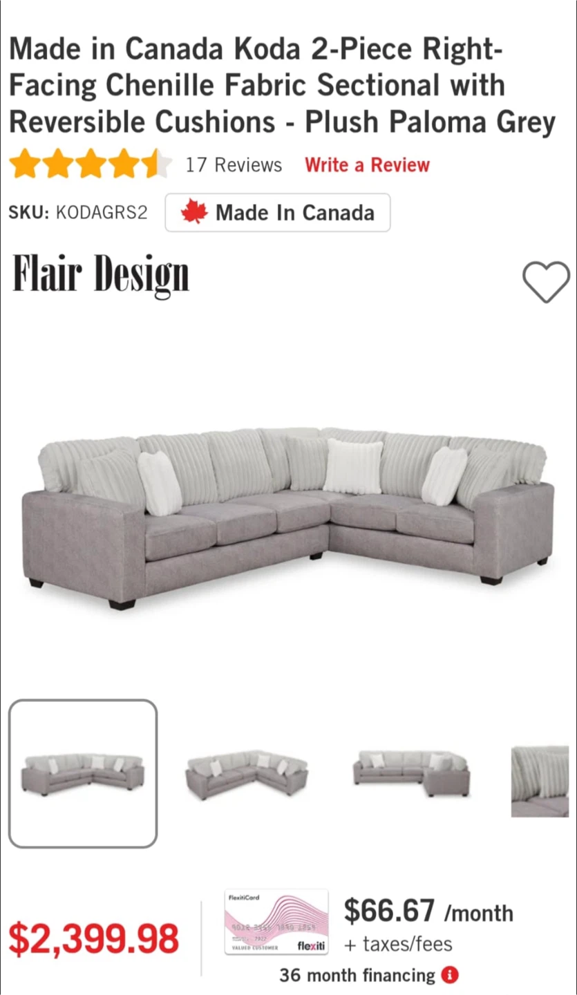 Flair Design Koda Chenille Sectional & Ottoman - photo 2