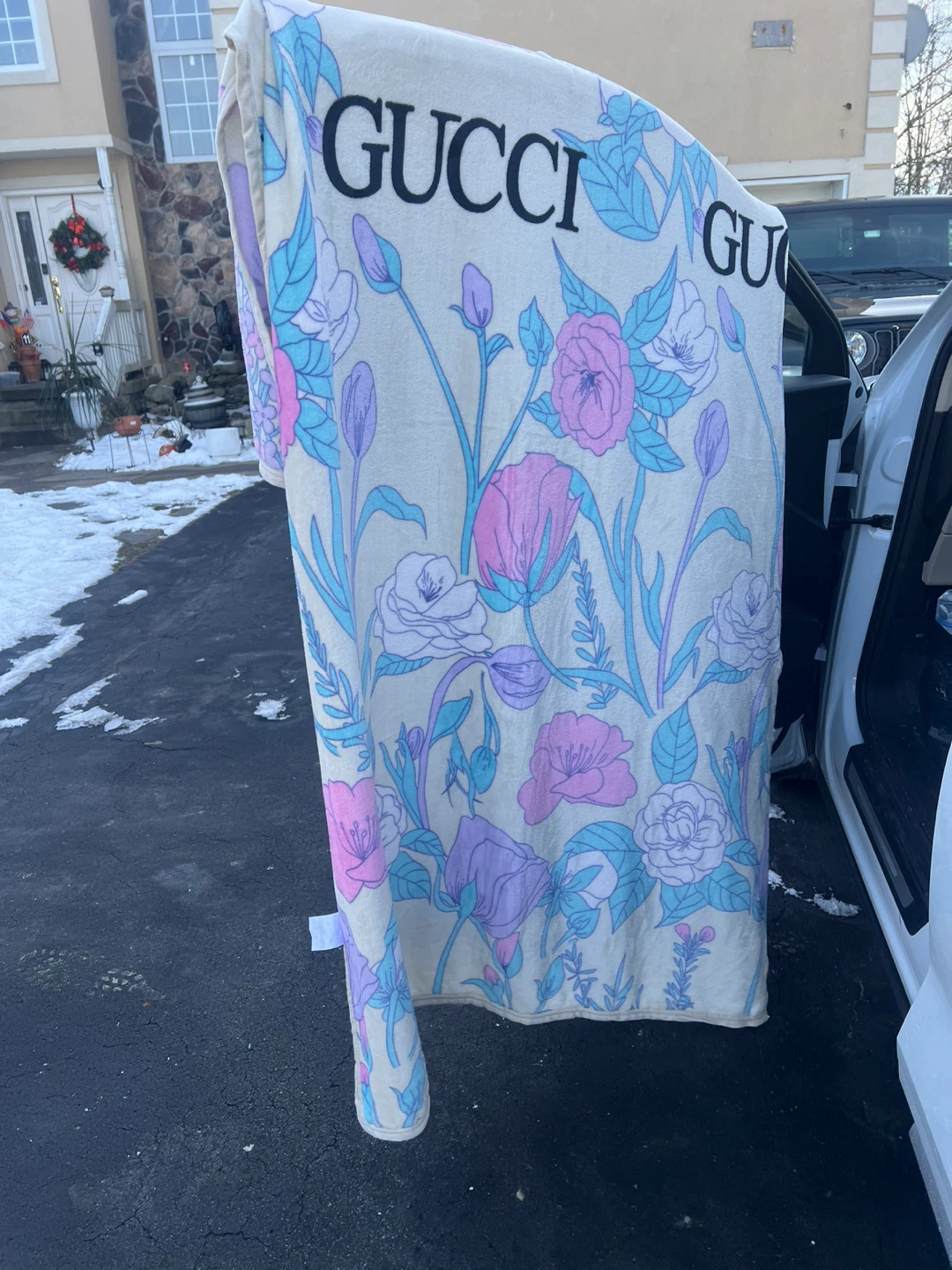 Gucci Floral Print Blanket