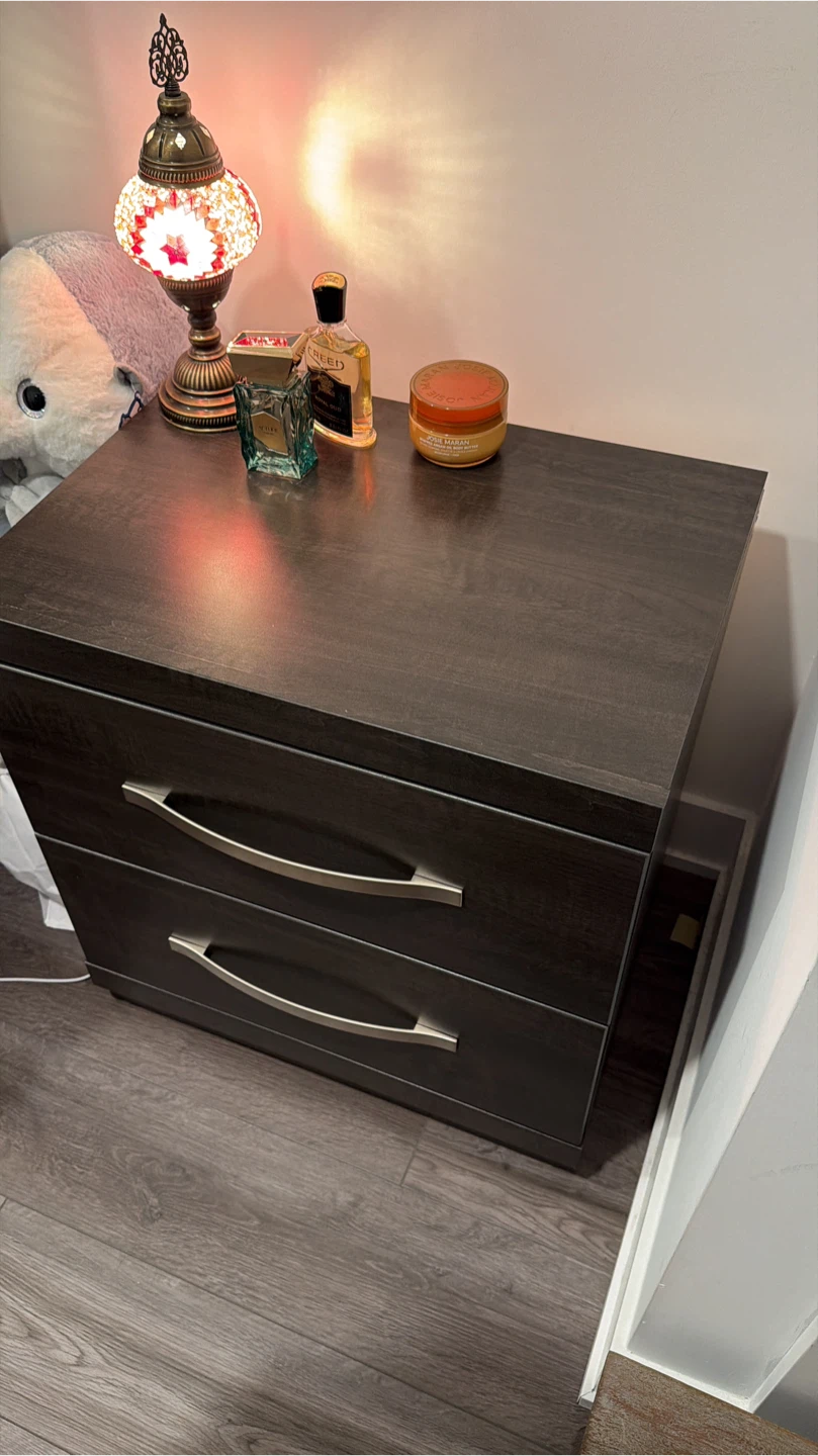 Dark Brown 2-Drawer Nightstand - photo 2