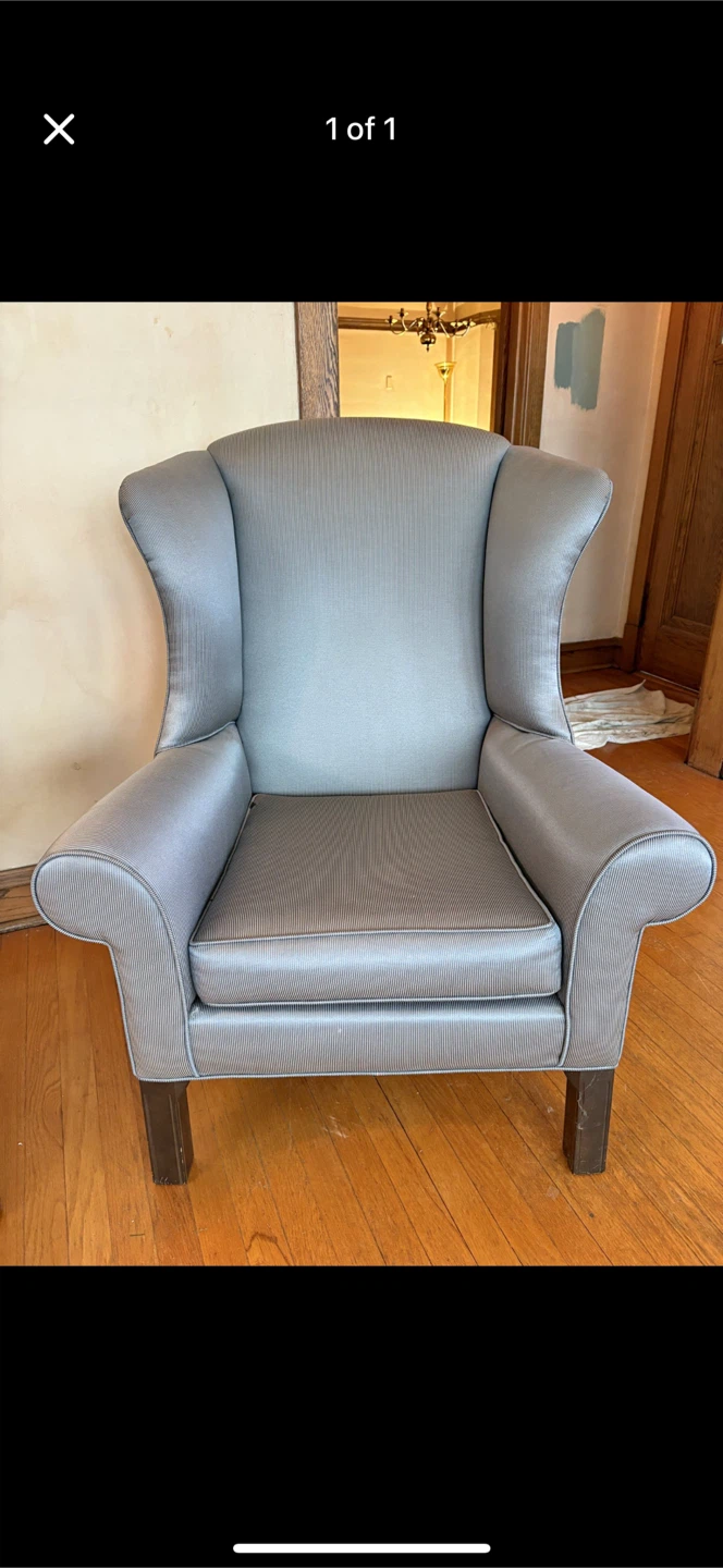 1 silver/turquoise wingback chair good condition
