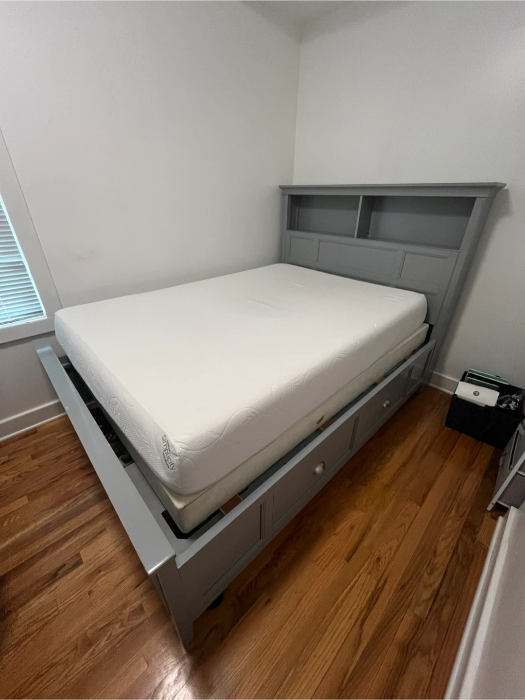 Gray Full Bed Frame with drawers - photo 2